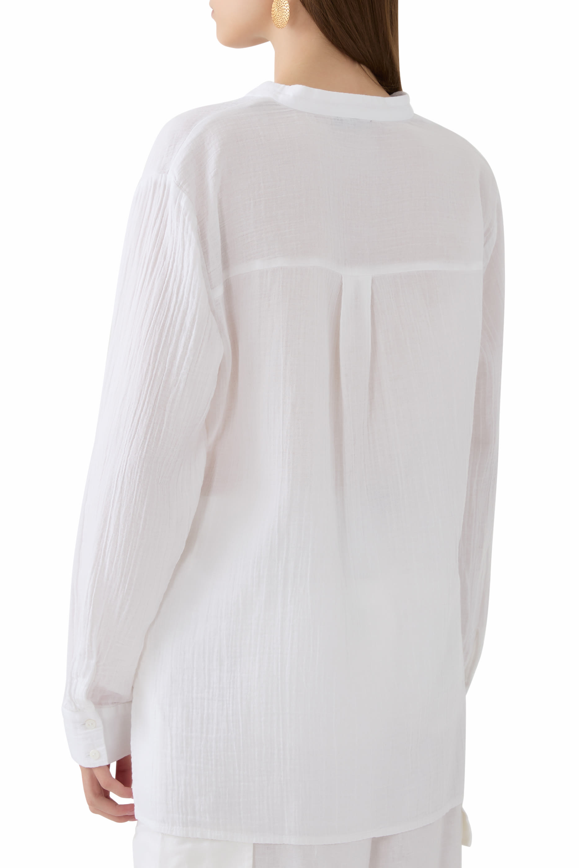 Organic Cotton Ripple Band Collar Shirt