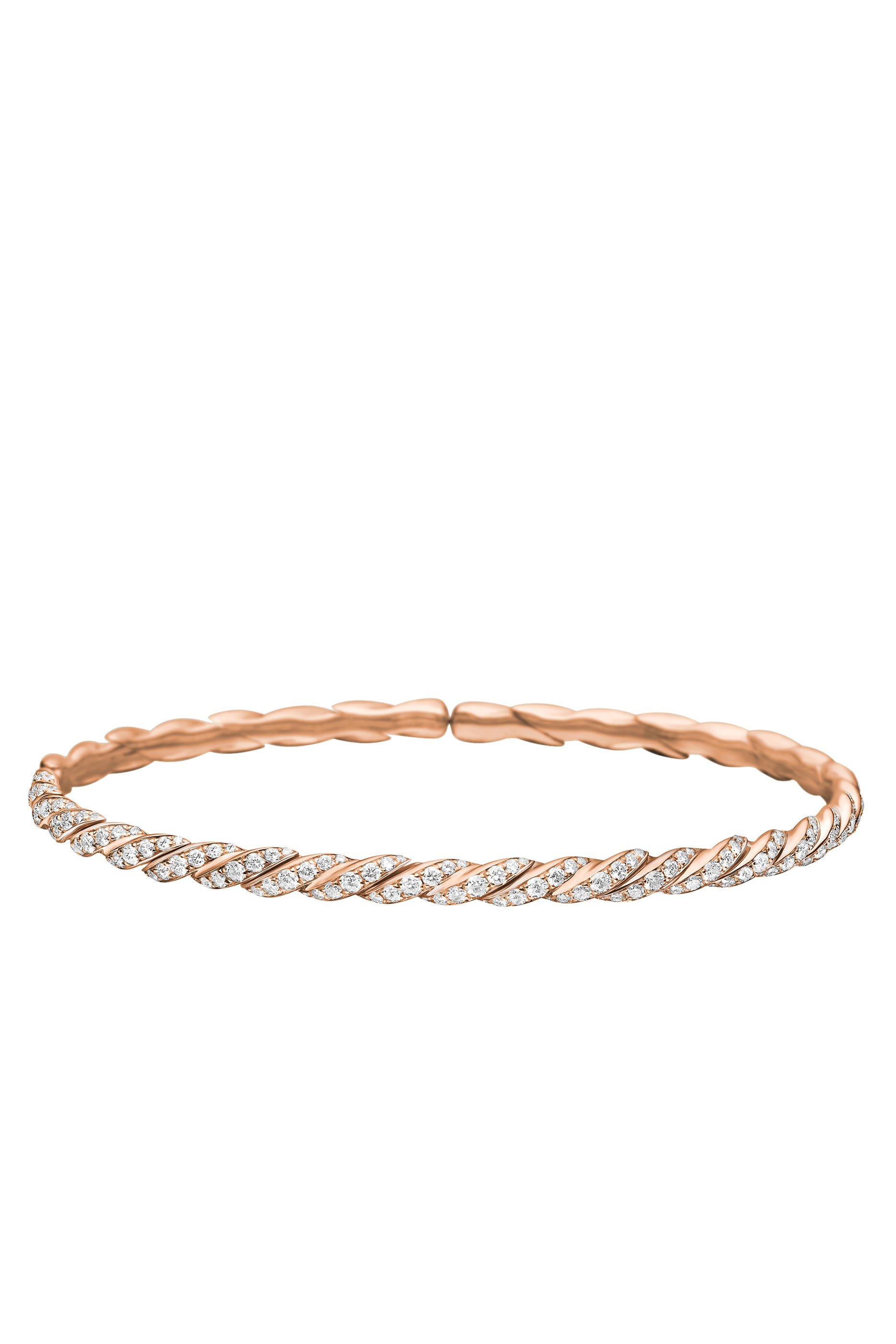 Sculpted Cable Flex Bracelet, 18K Rose Gold & Diamonds 