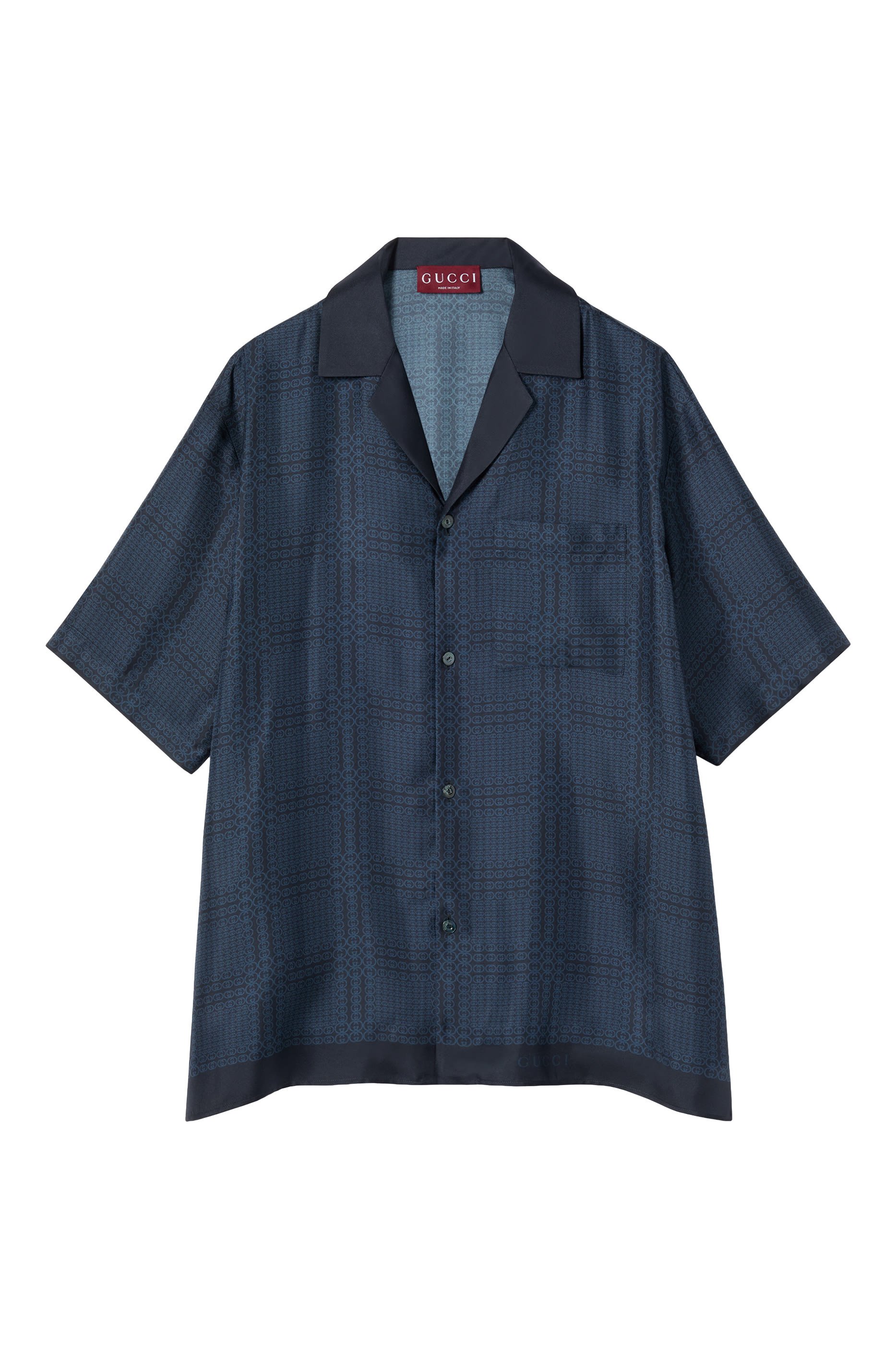 Printed Silk Twill Bowling Shirt 