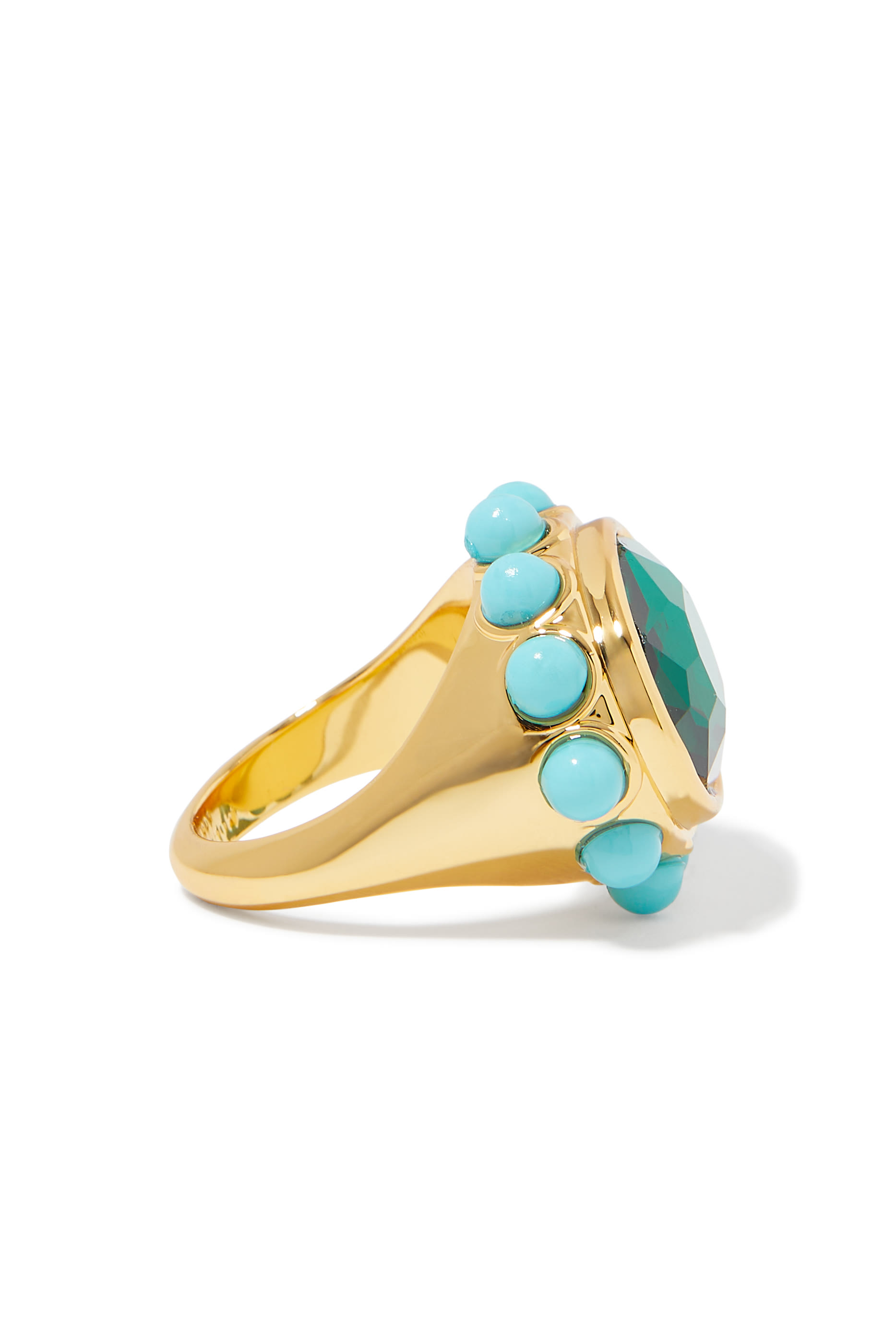 Small Oval Cocktail Ring, Brass & Crystal