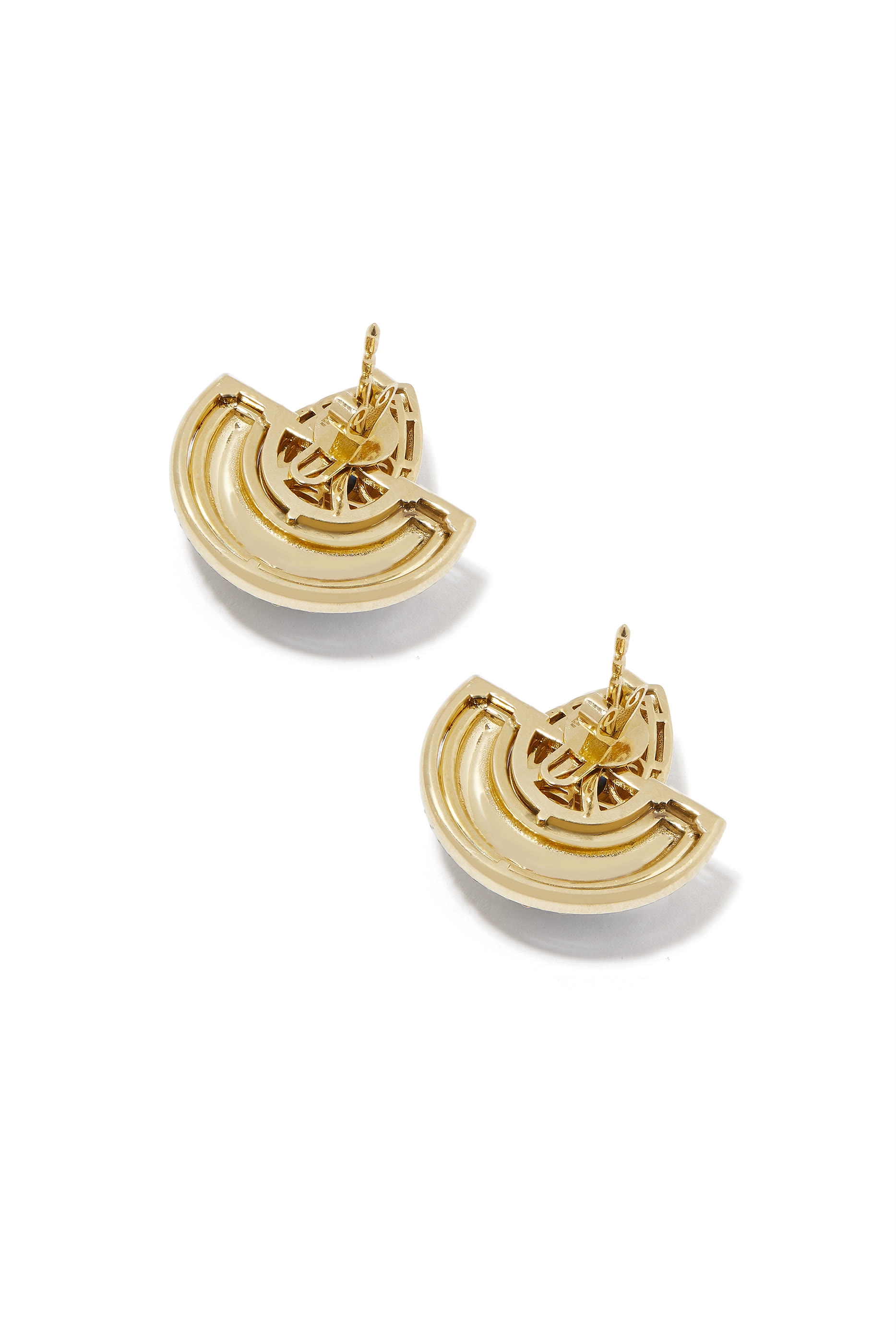 Bond Street Chinoiserie Fan Small Earrings, 18k Yellow Gold with Diamonds