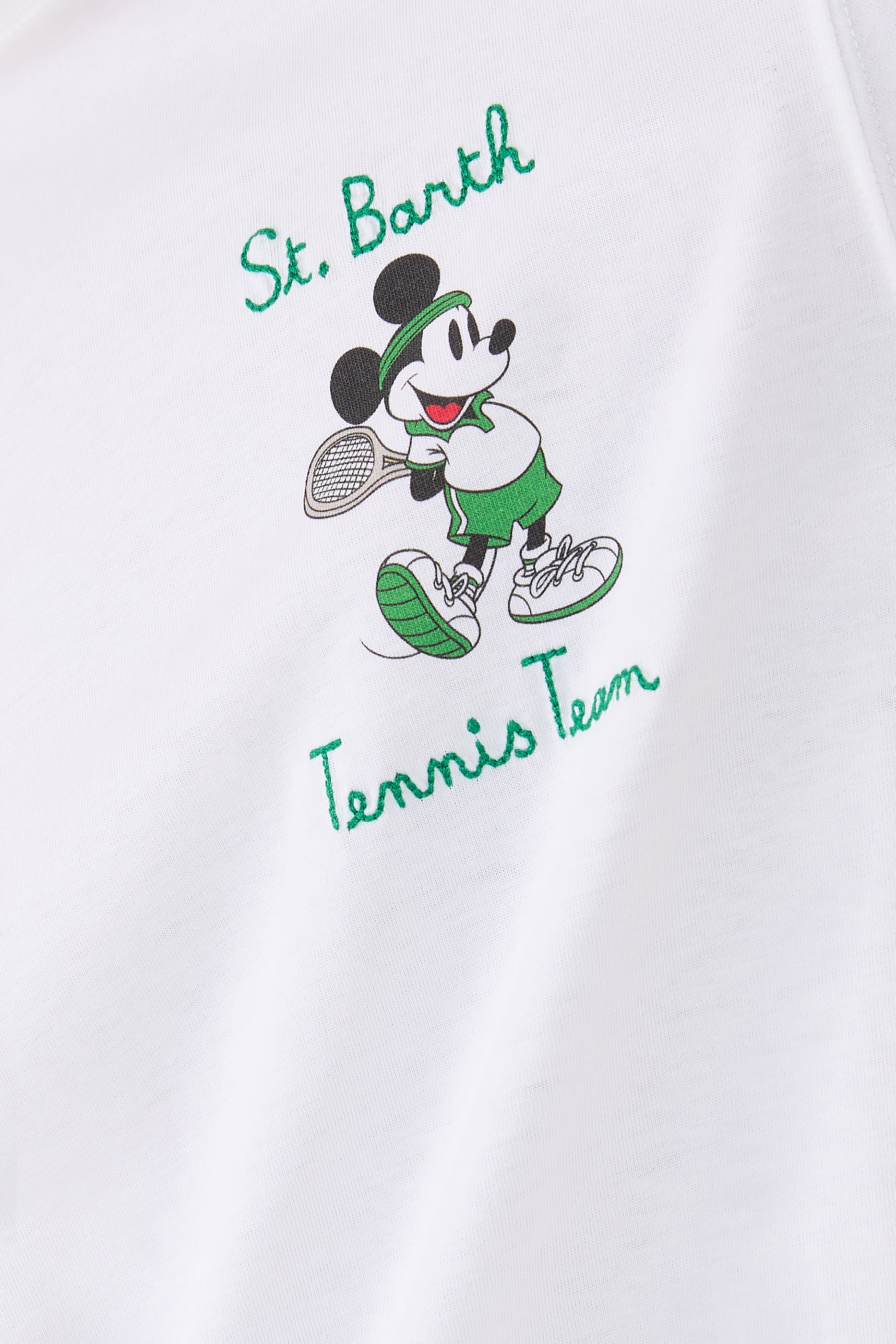 Mickey Mouse Print and Embroidery Cotton T-Shirt