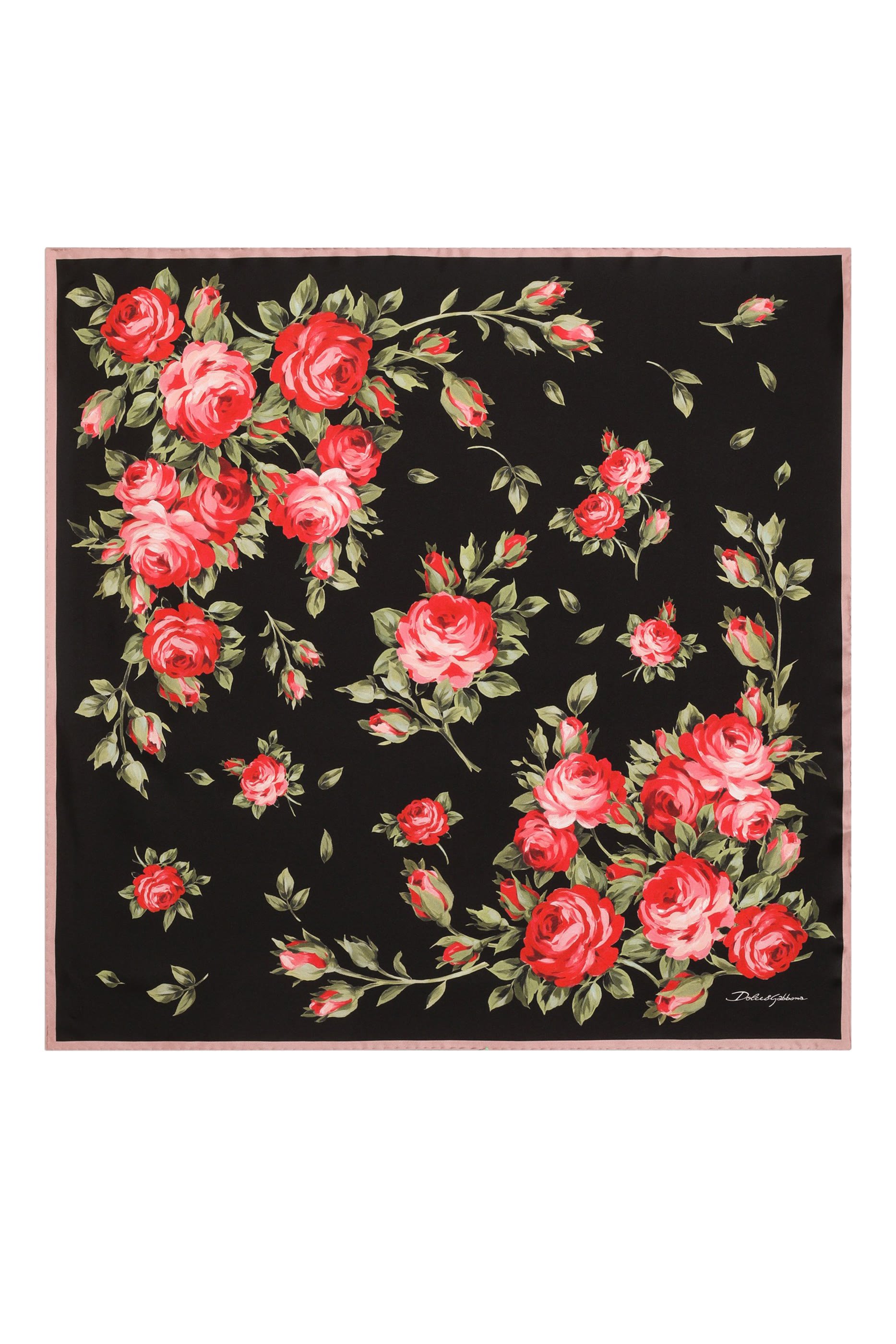 Rose Bouquet-Print Silk Twill Scarf