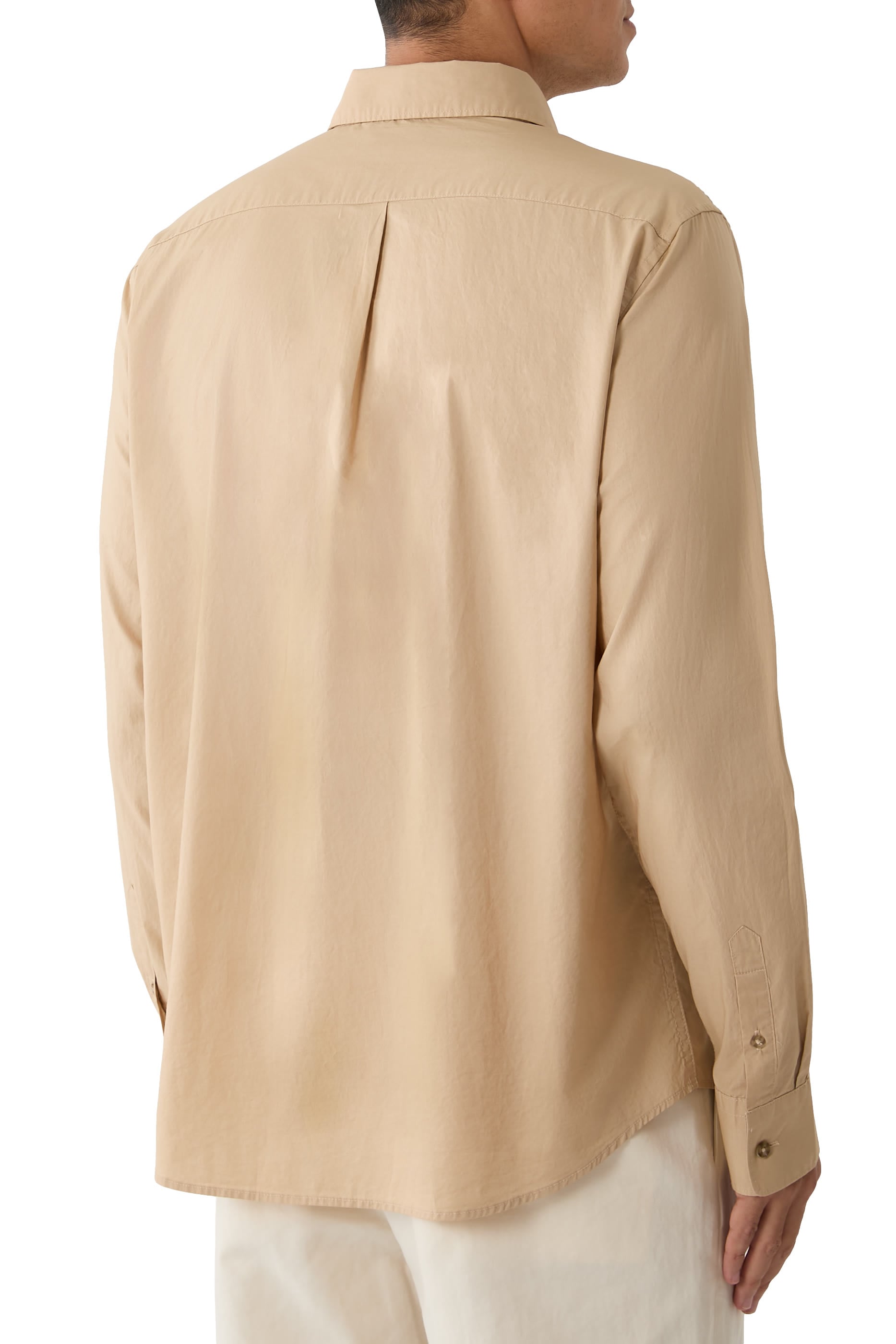 Cotton Poplin Button-Front Shirt 
