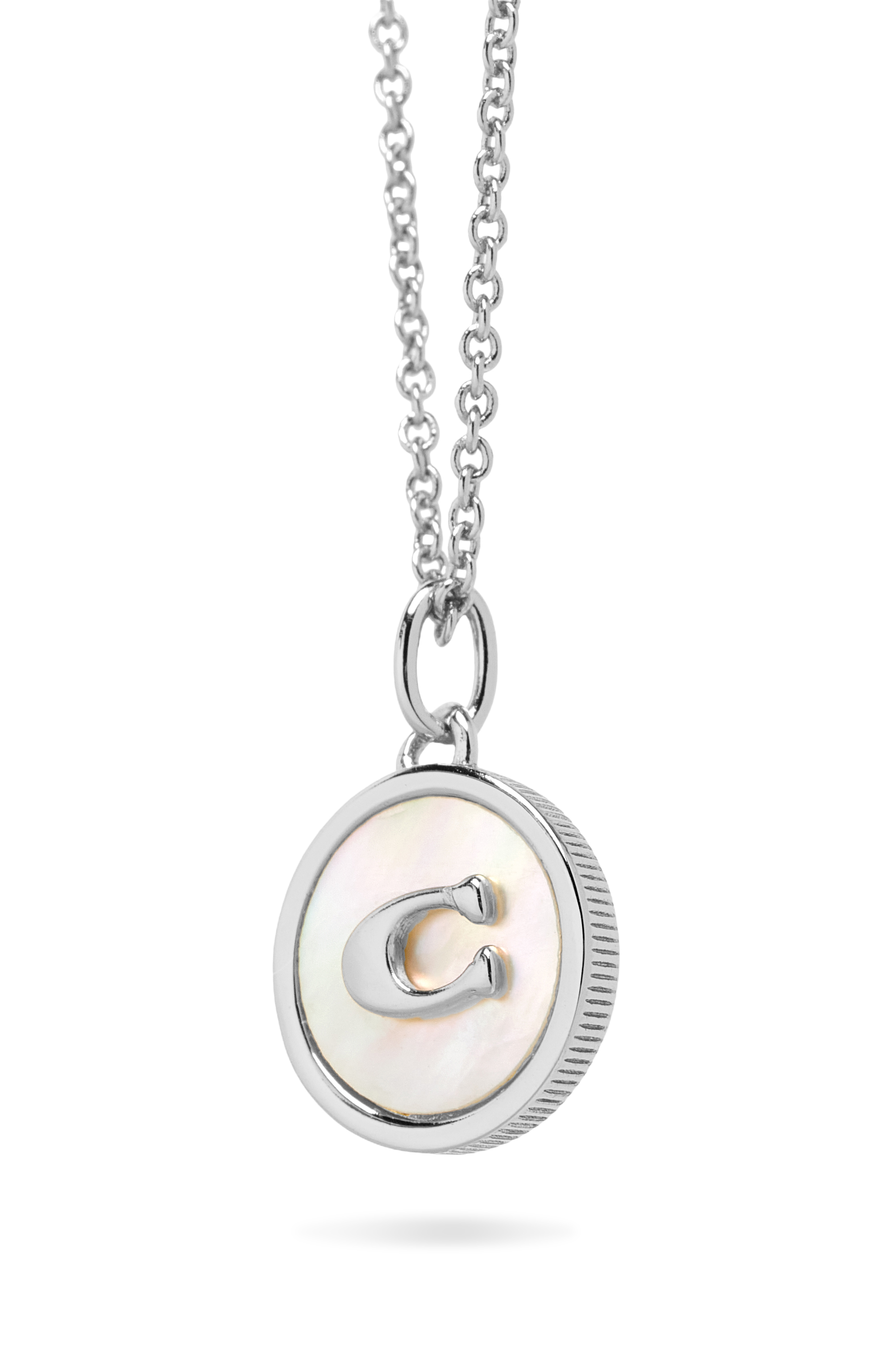 Mother Of Pearl Signature Coin Pendant Necklace