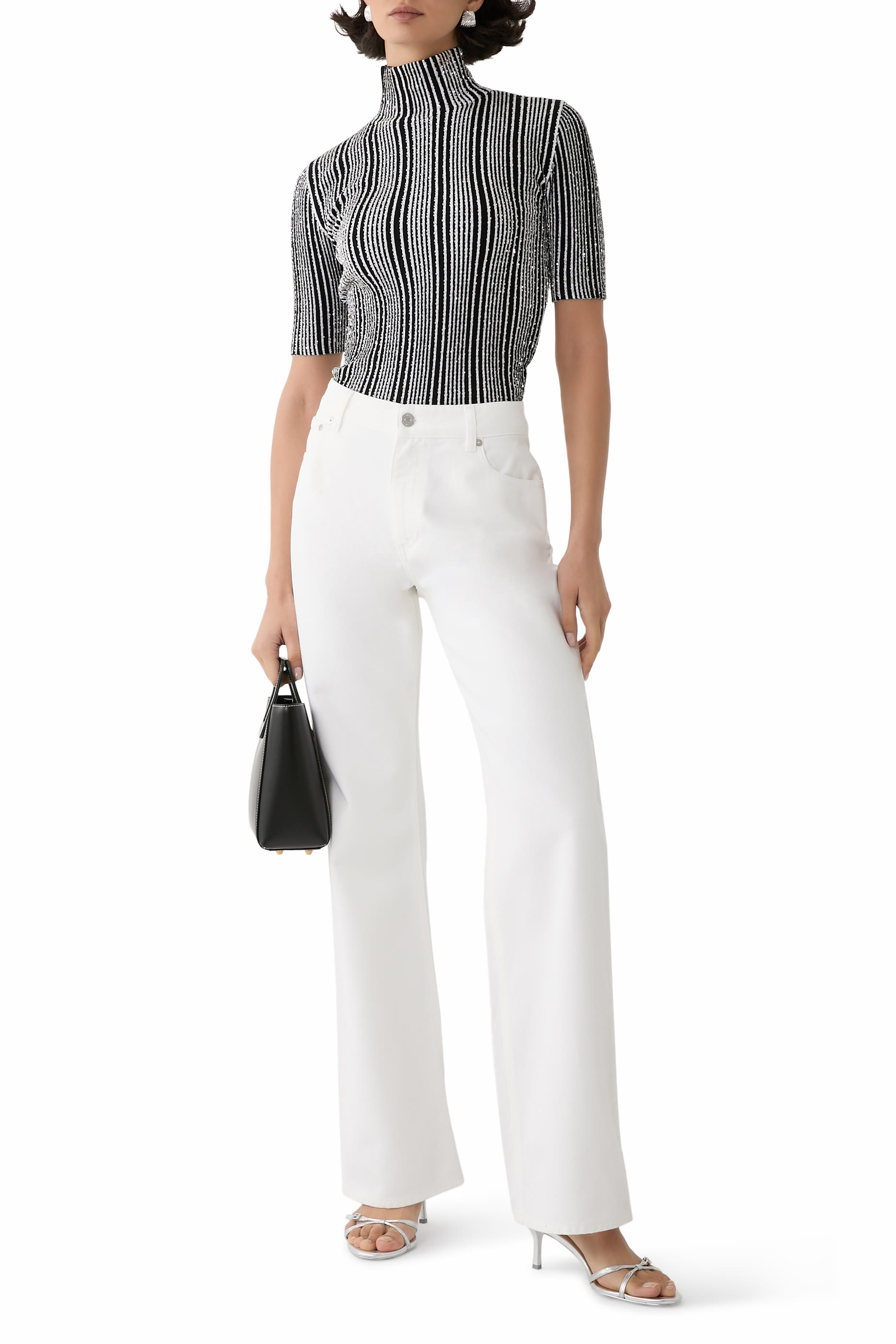 Partialized Sequinned Knit Top