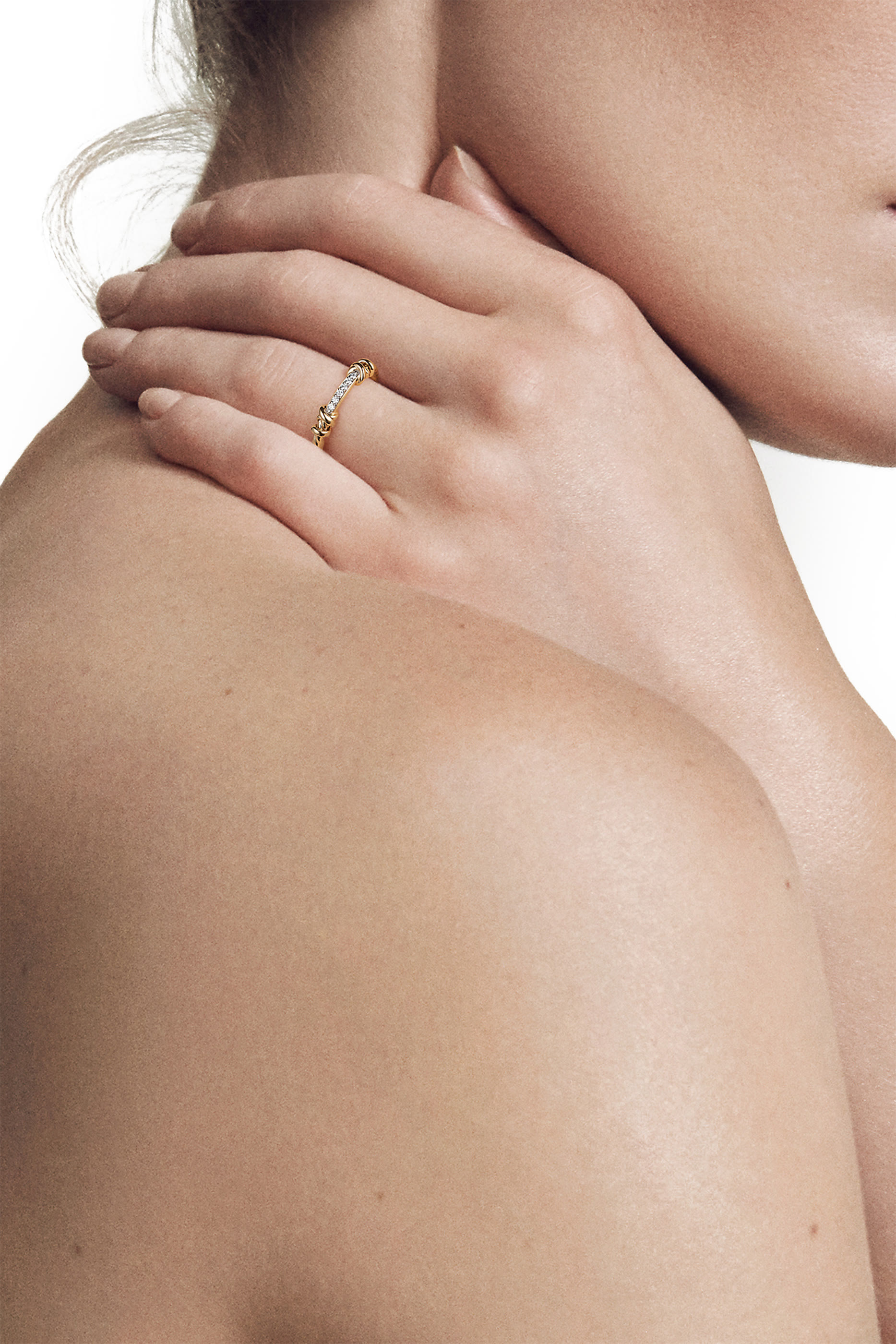 Petite Helena Wrap Band Ring, 18K Yellow Gold & Diamonds