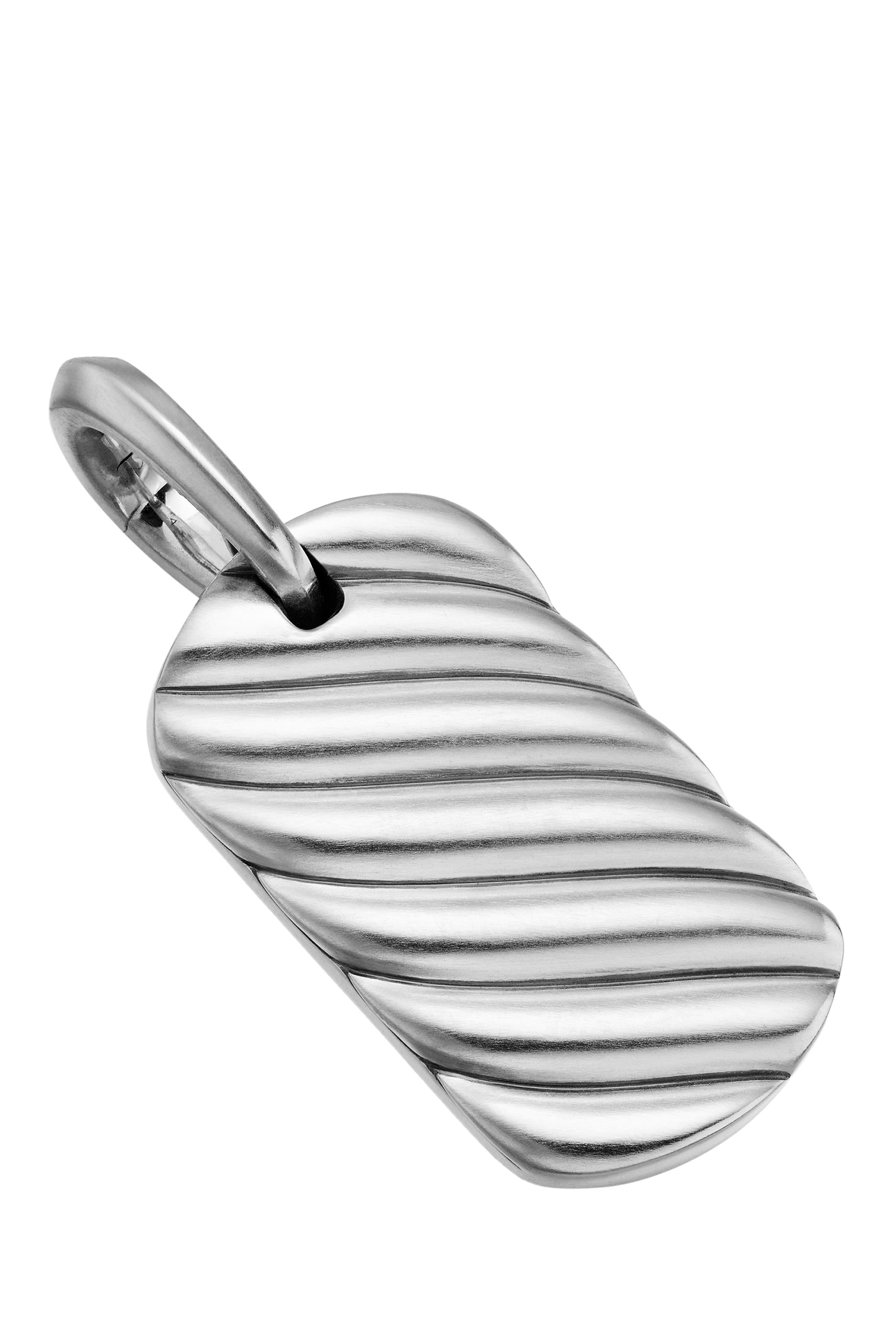 Sculpted Cable Tag, Sterling Silver