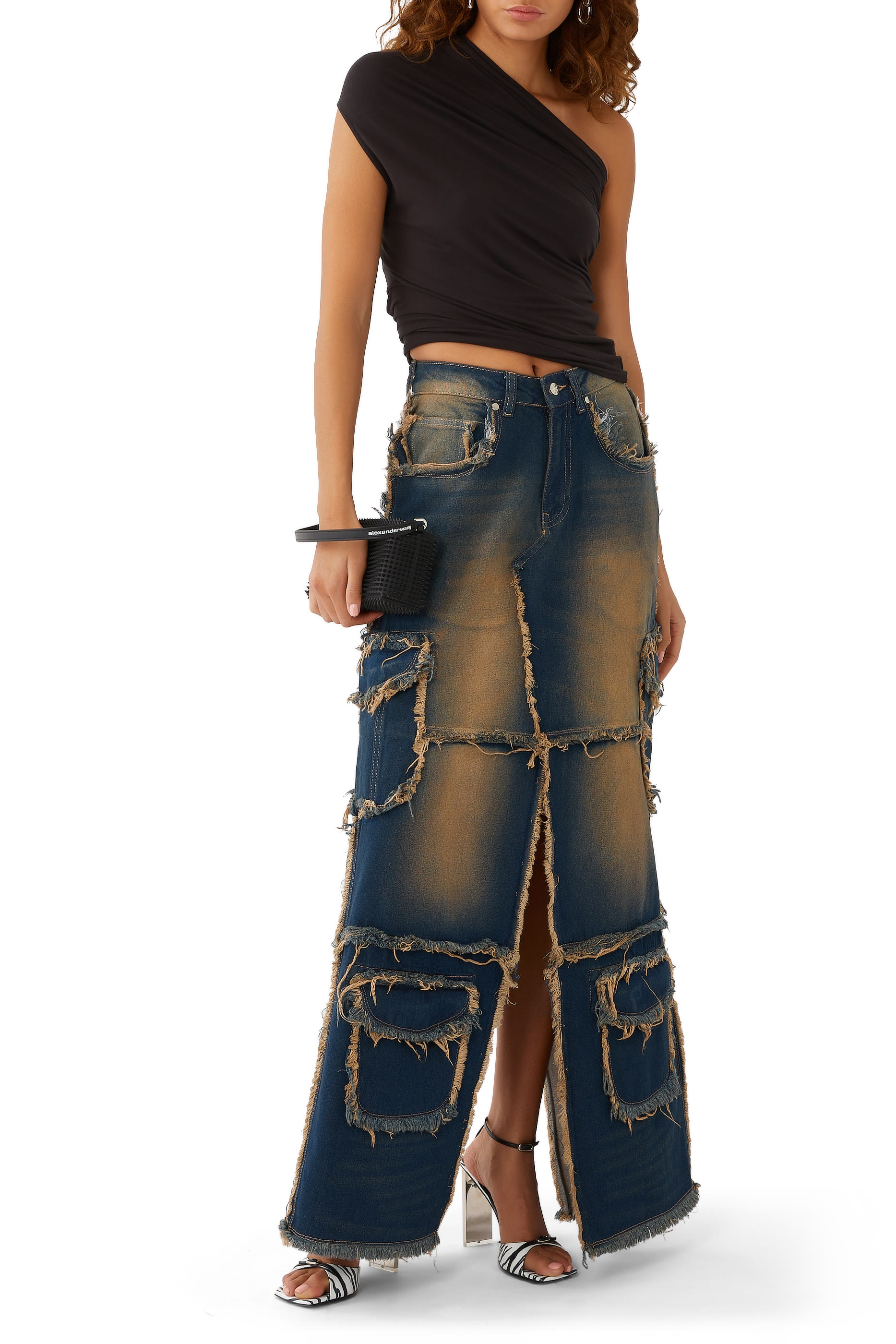 Denim Skirt With Frayed Edges