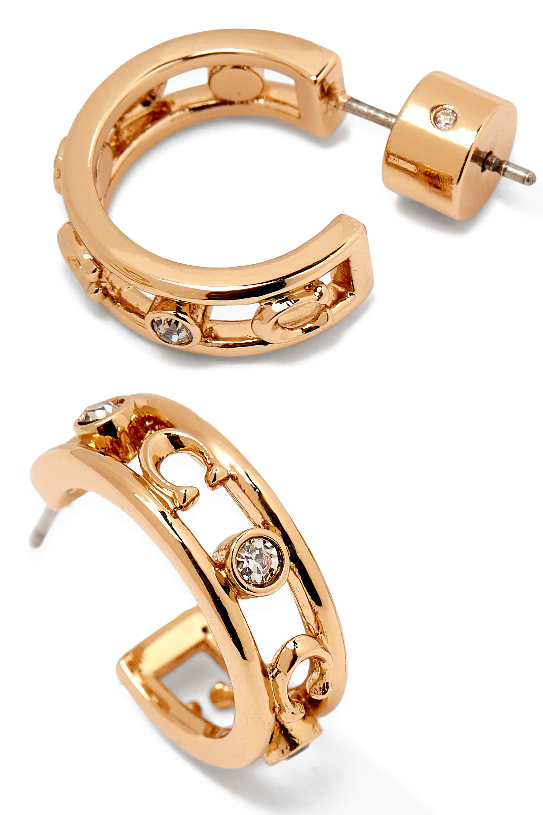 Signature C Open Hoop Earrings, Brass