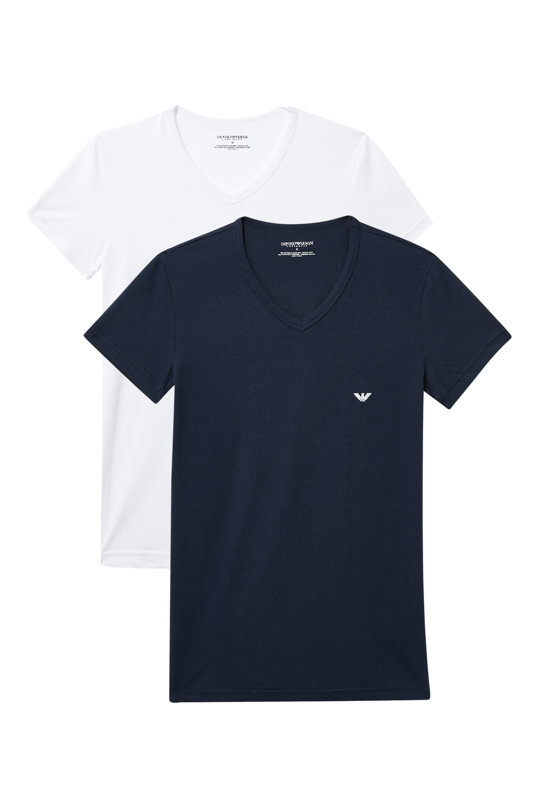 Logo V-Neck Cotton T-Shirts, Pack of 2