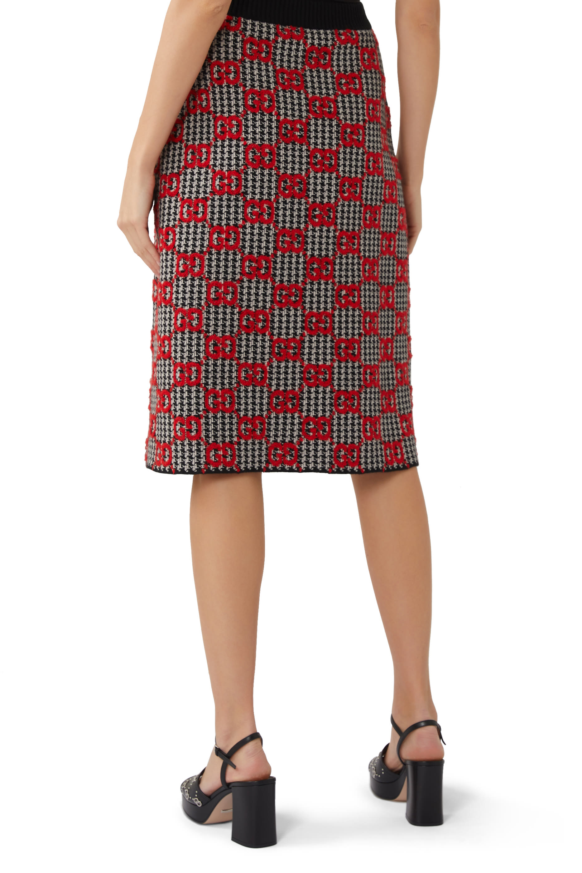 GG Wool Houndstooth Skirt