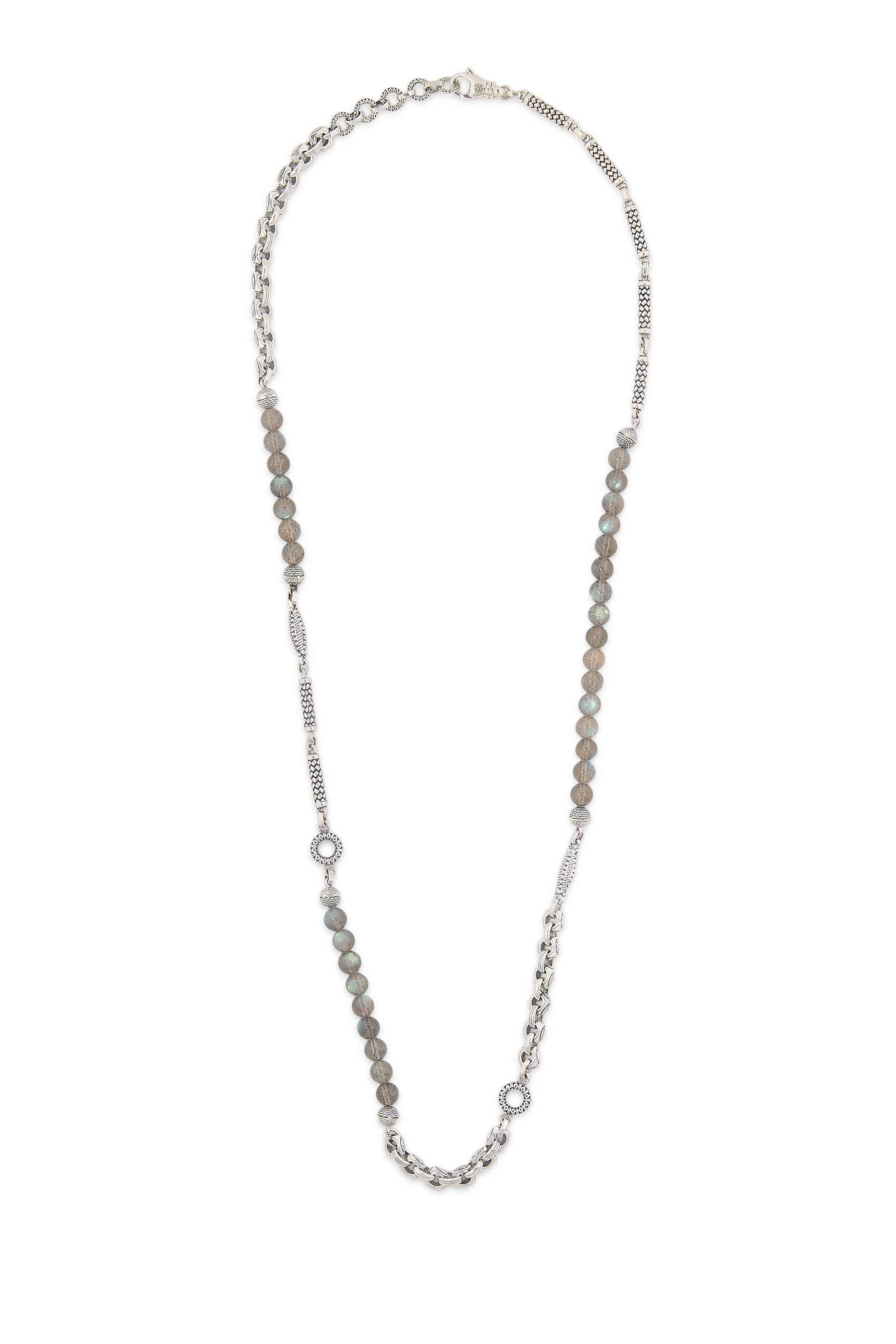 Labradorite Beaded Necklace, Sterling Silver