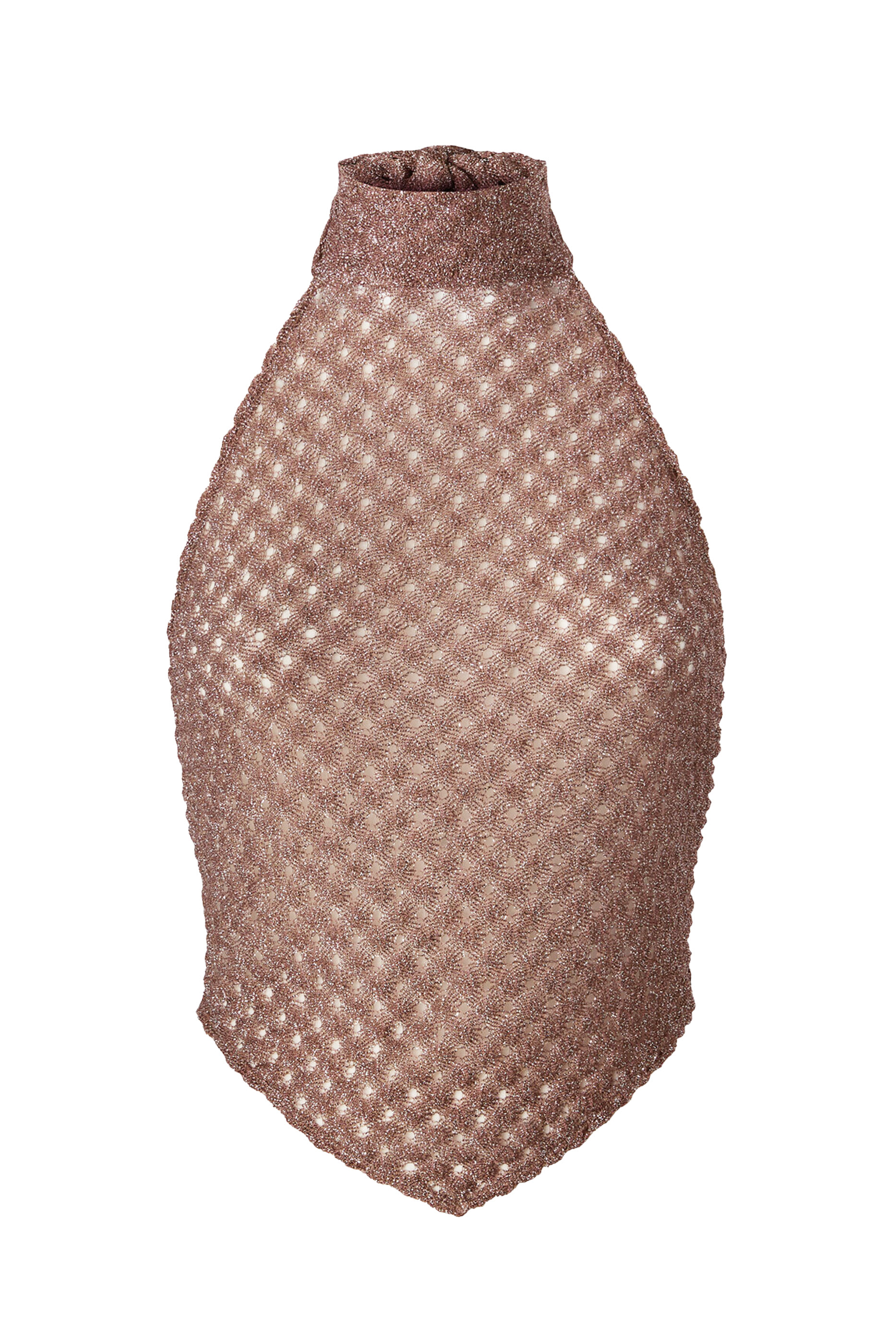 Open-Knit Lam&eacute; Halterneck Top