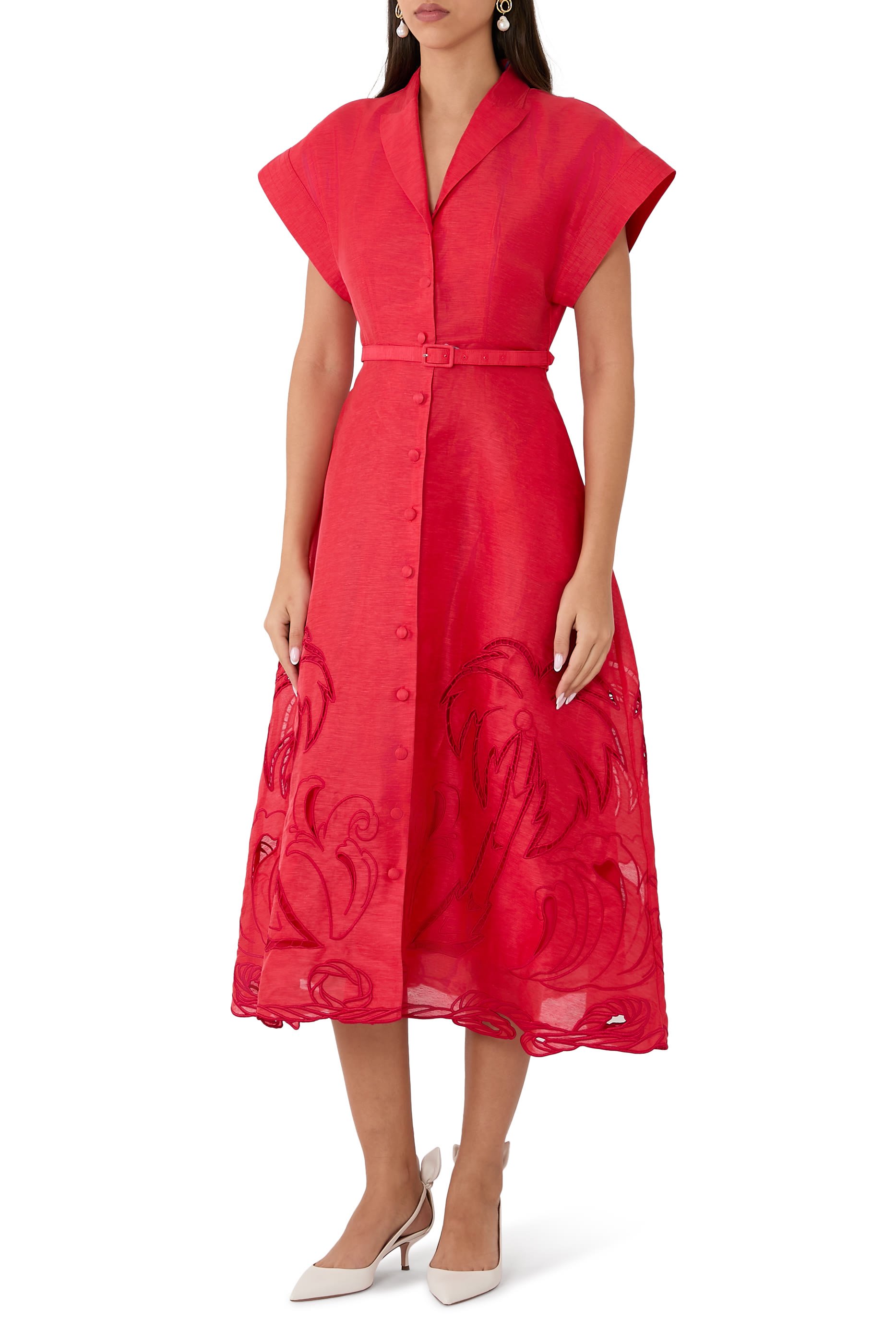 Aubrey Palm Shirt Midi Dress