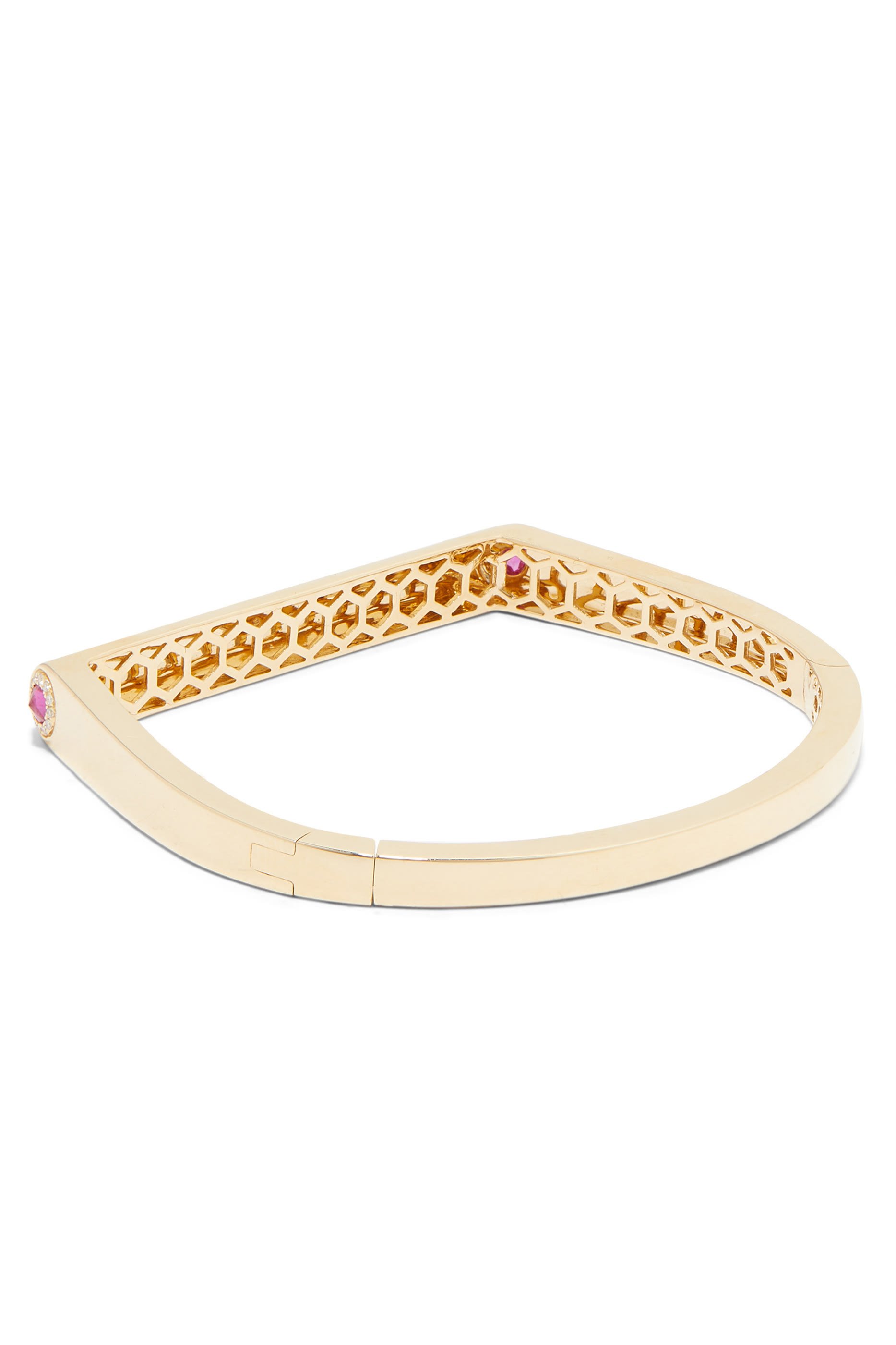 Grace Bangle, 14K Yellow Gold & Ruby