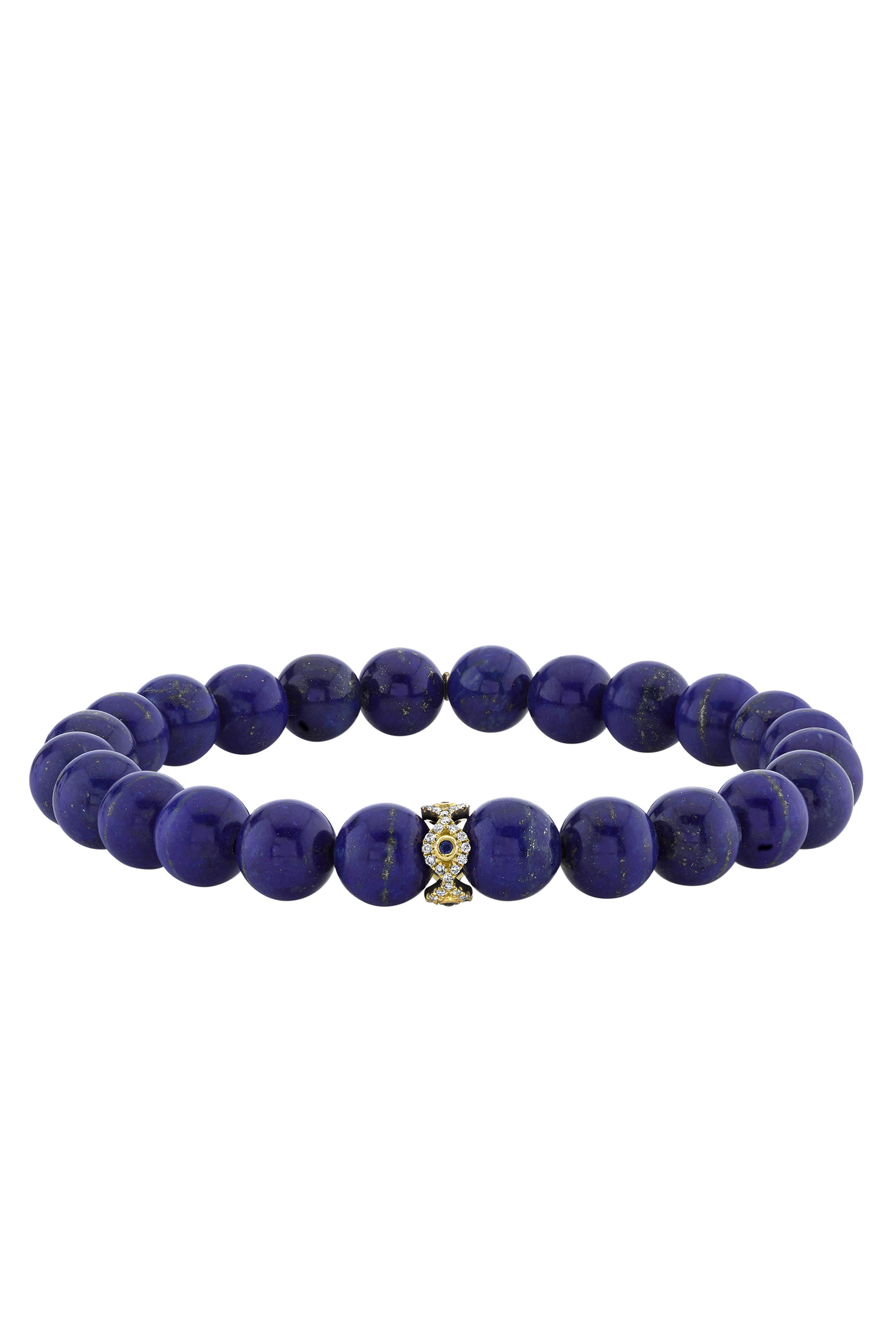 Evil Eye Eternity Beaded Bracelet, 14k Yellow Gold with Diamonds, Sapphires & Lapis Lazuli