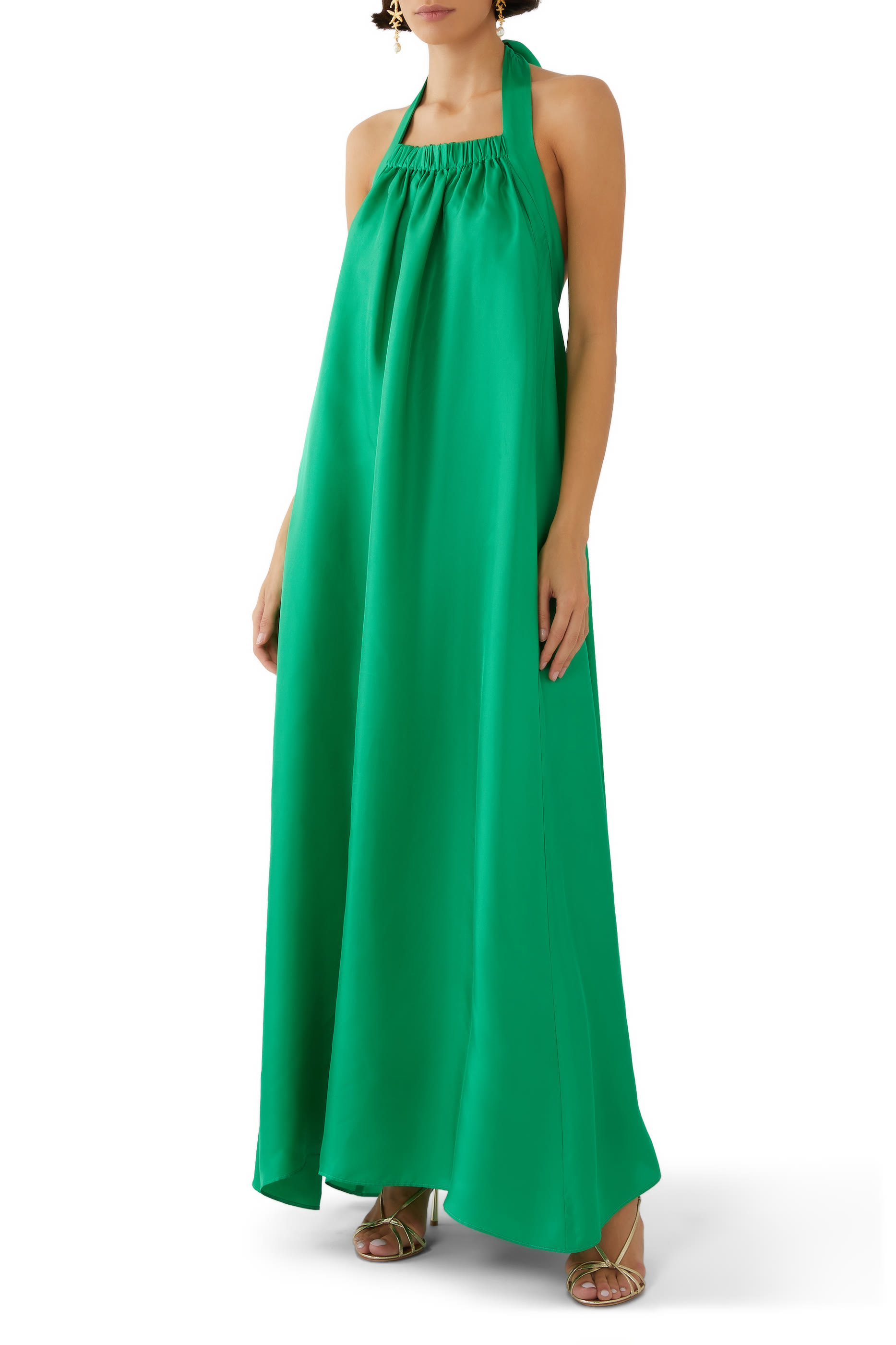 Tropea Halter Maxi Silk Dress