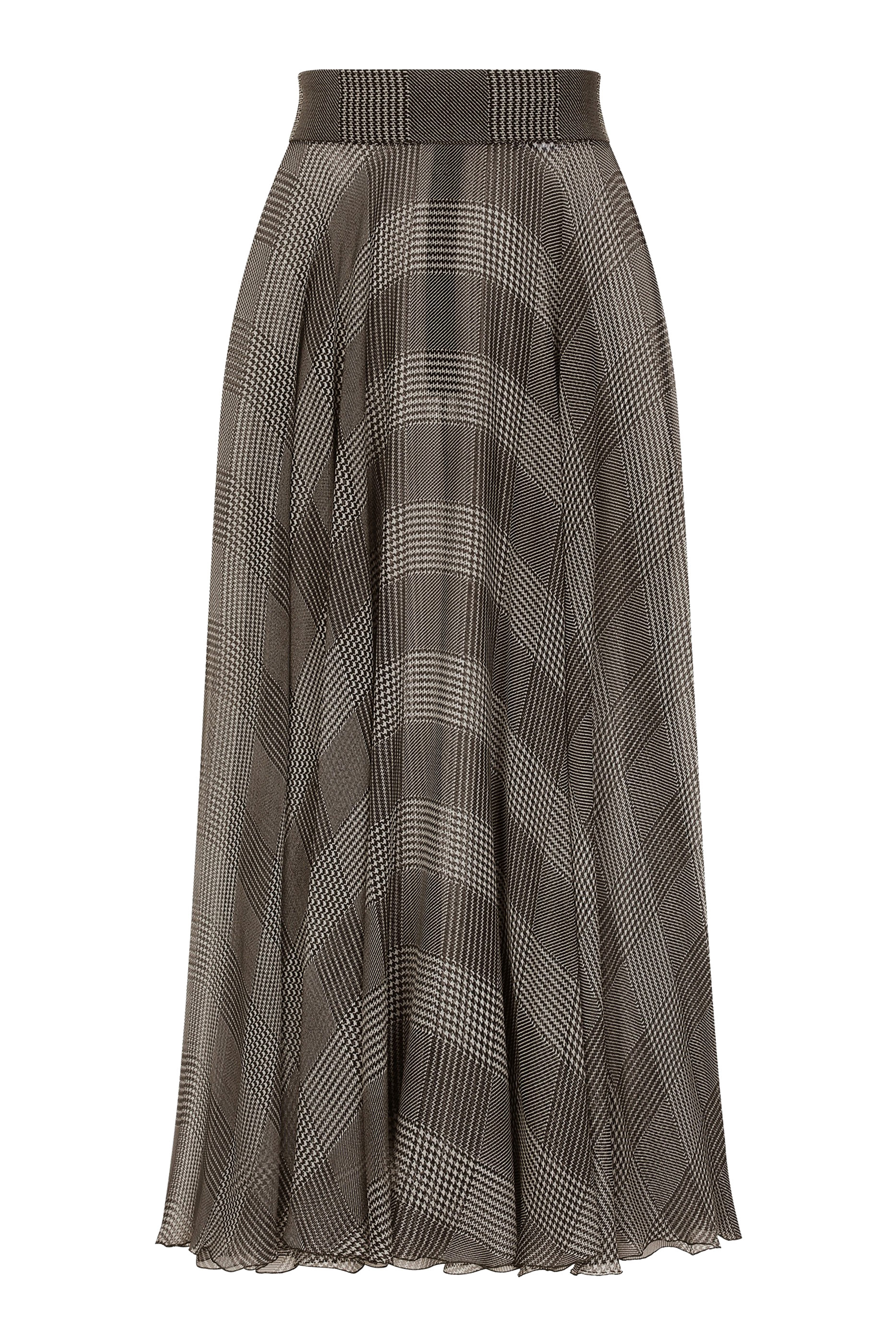 Glen Plaid Silk Chiffon Circle Skirt