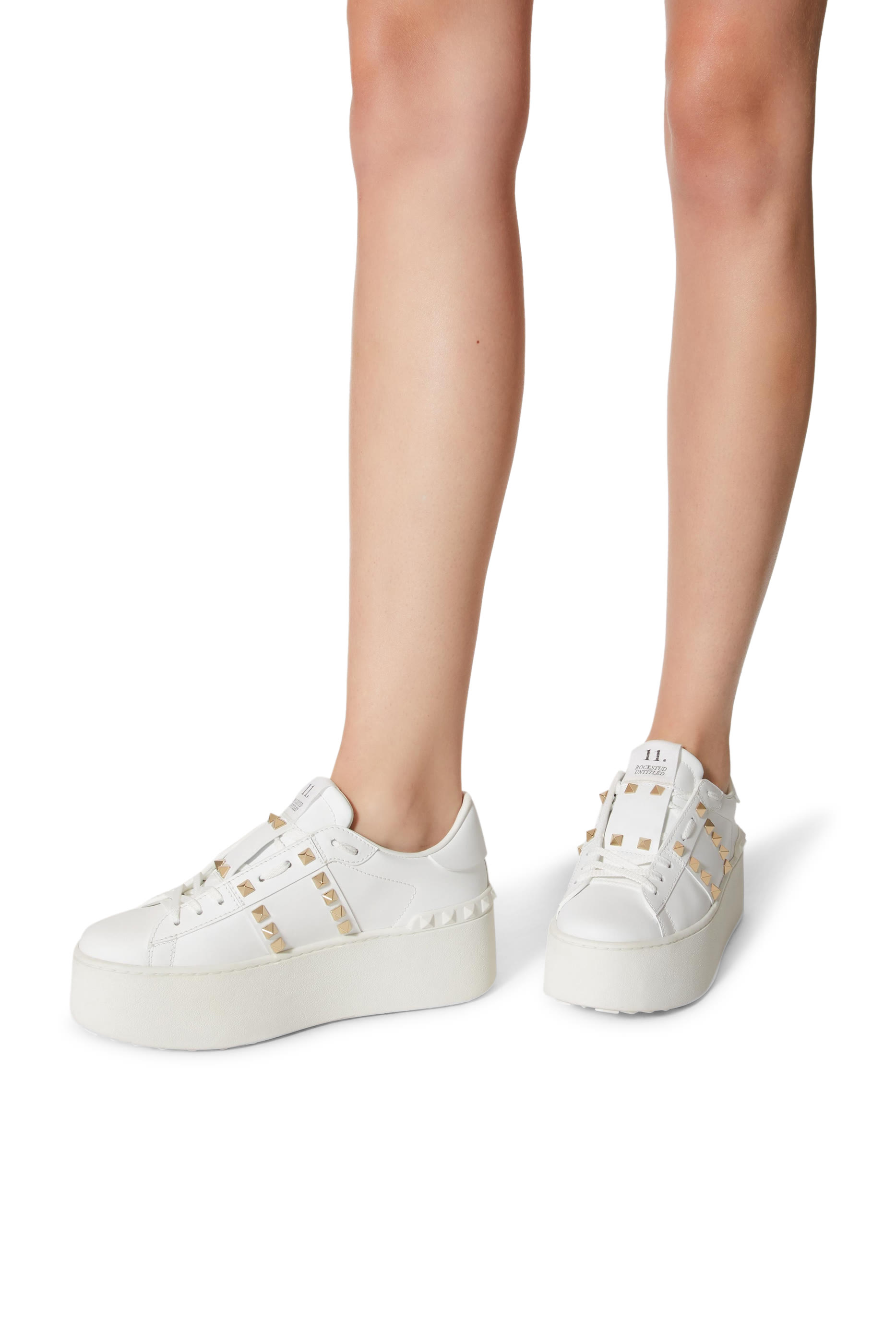 Valentino Garavani Flatform Rockstud 57 Calfskin Untitled Sneakers