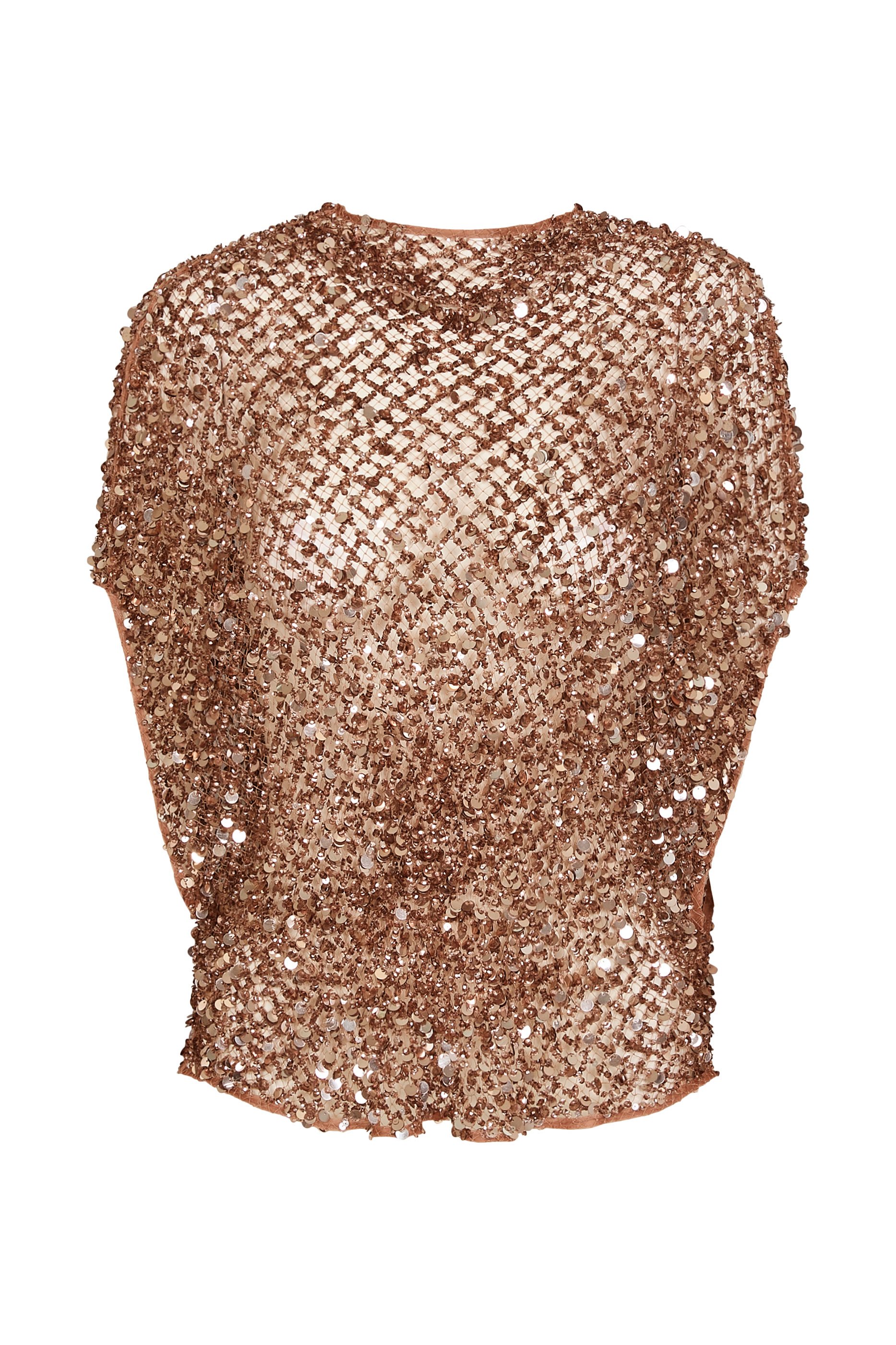 Net Mesh Sequin Cape T-Shirt