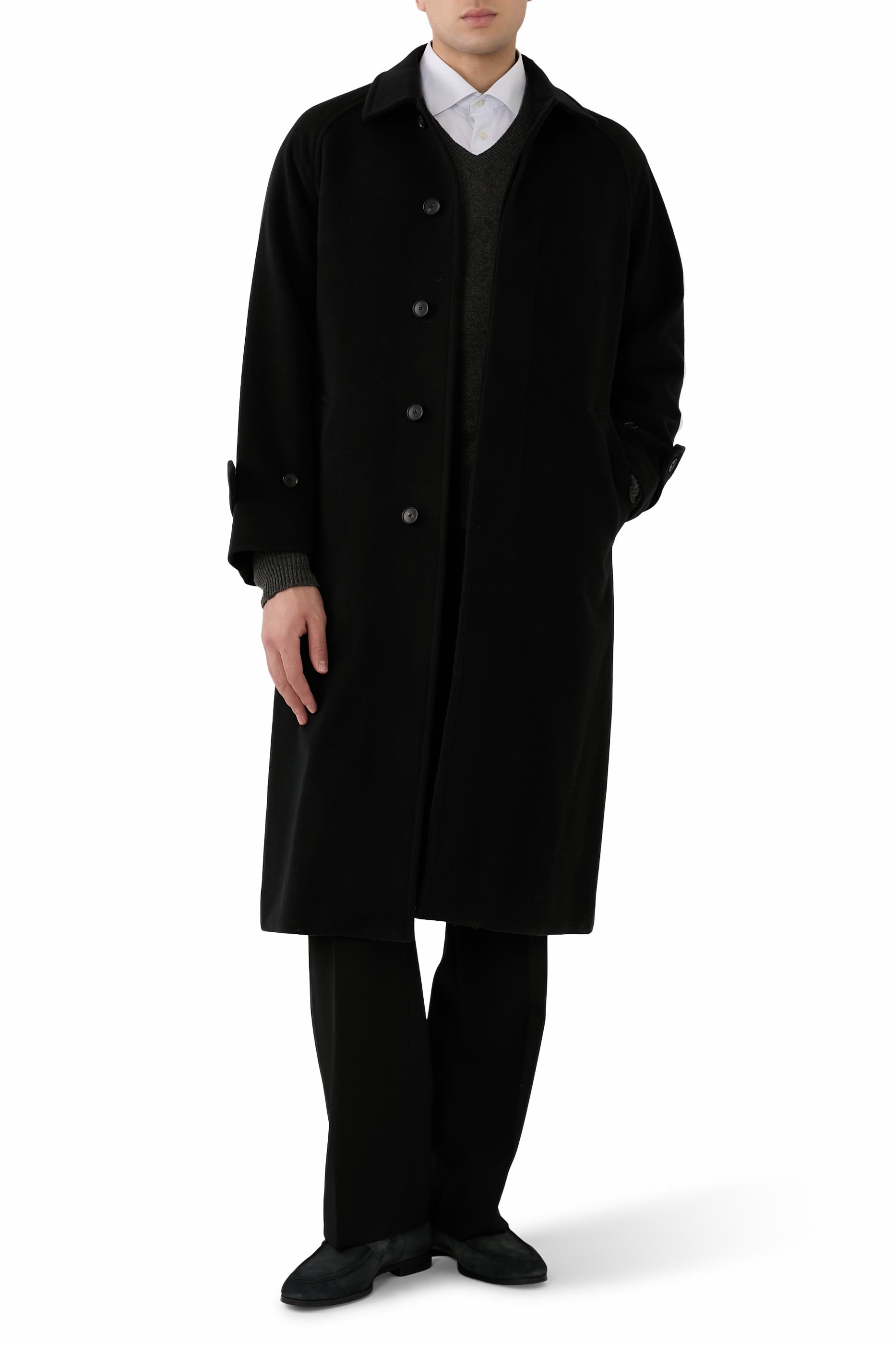 Super Fine Wool Mosser Soutien Collar Coat 