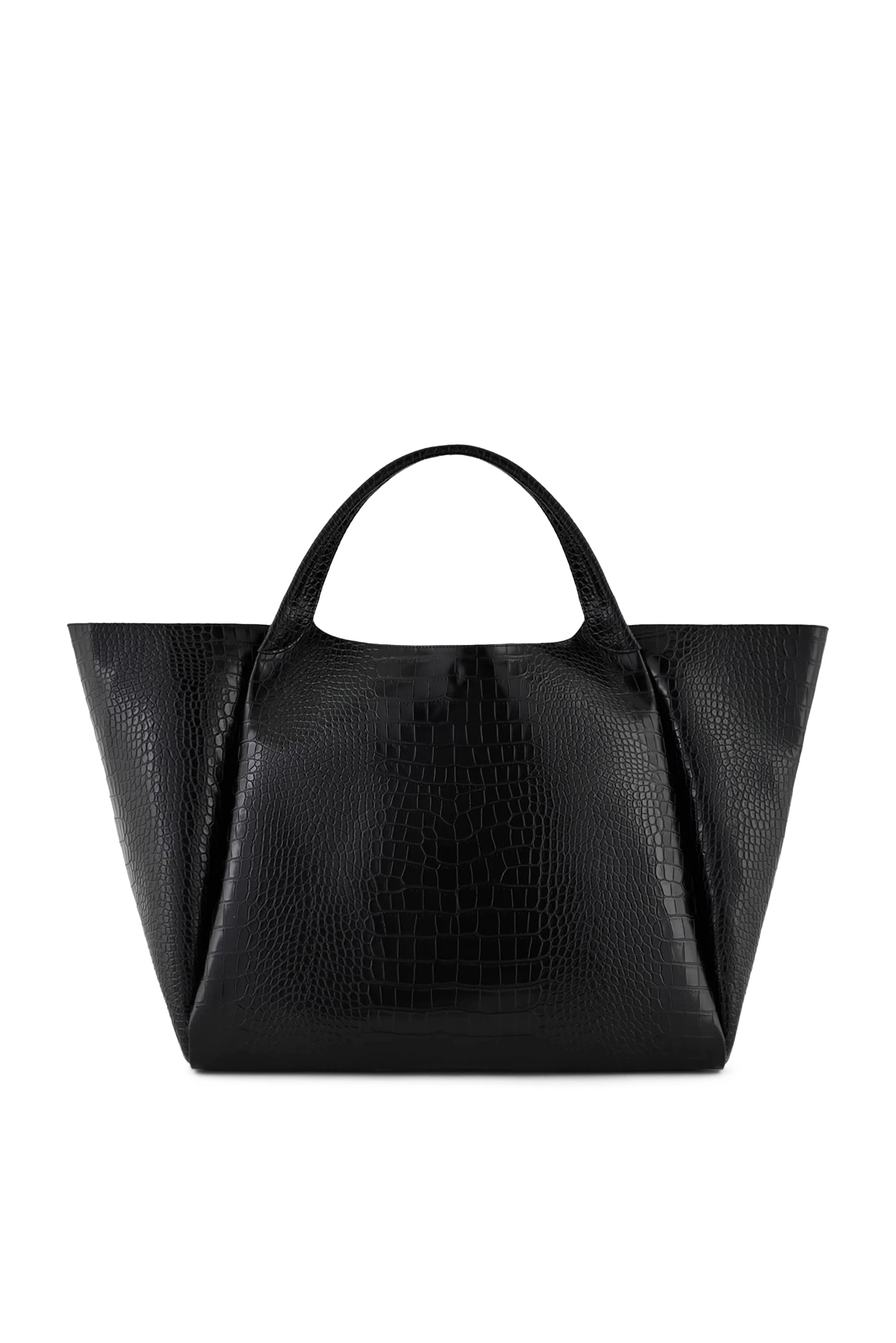 Croc-Embossed Faux Leather Shopping Tote Bag