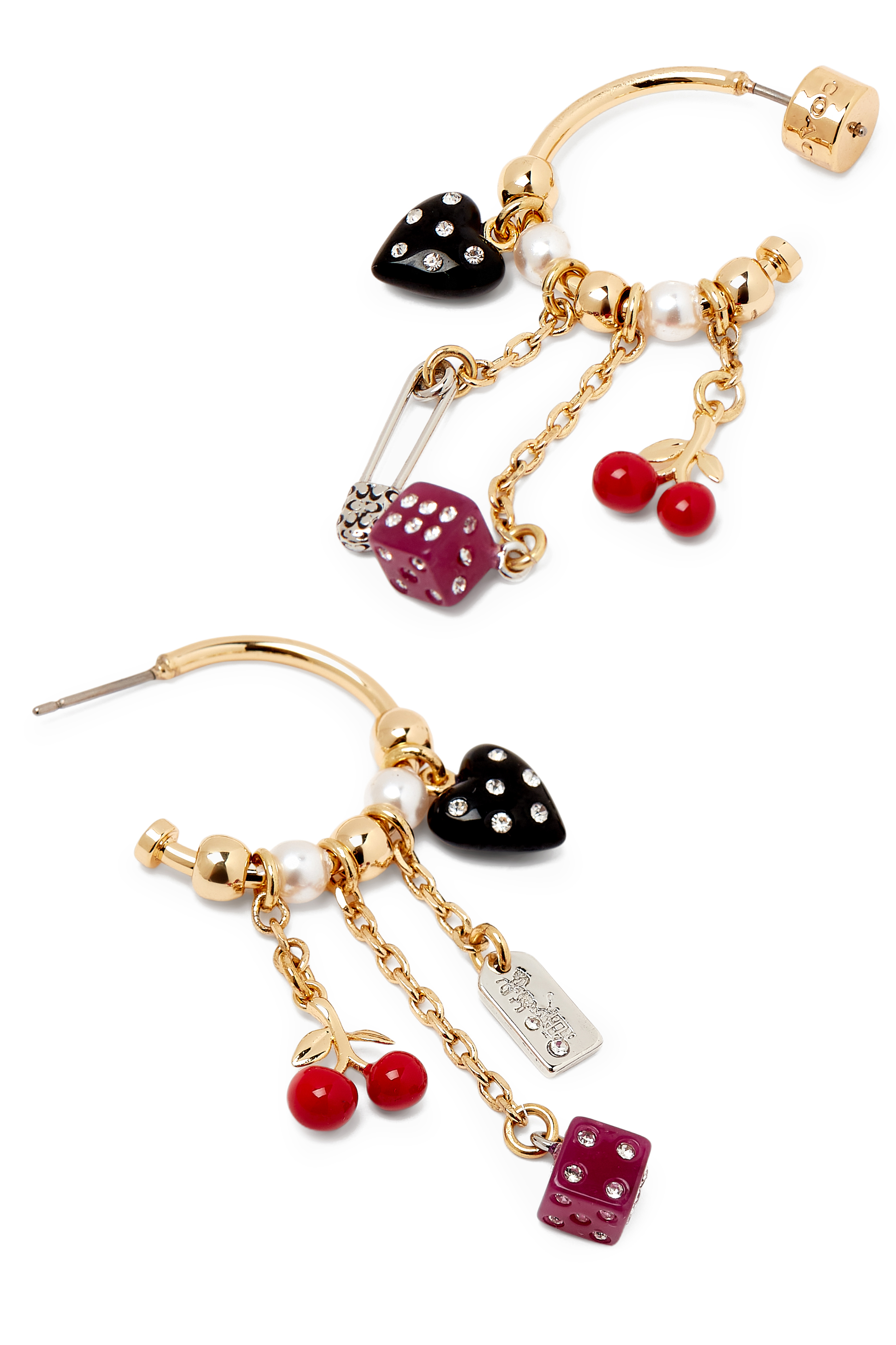 Vintage Charms Signature Hoop Earrings, Metal & Resin