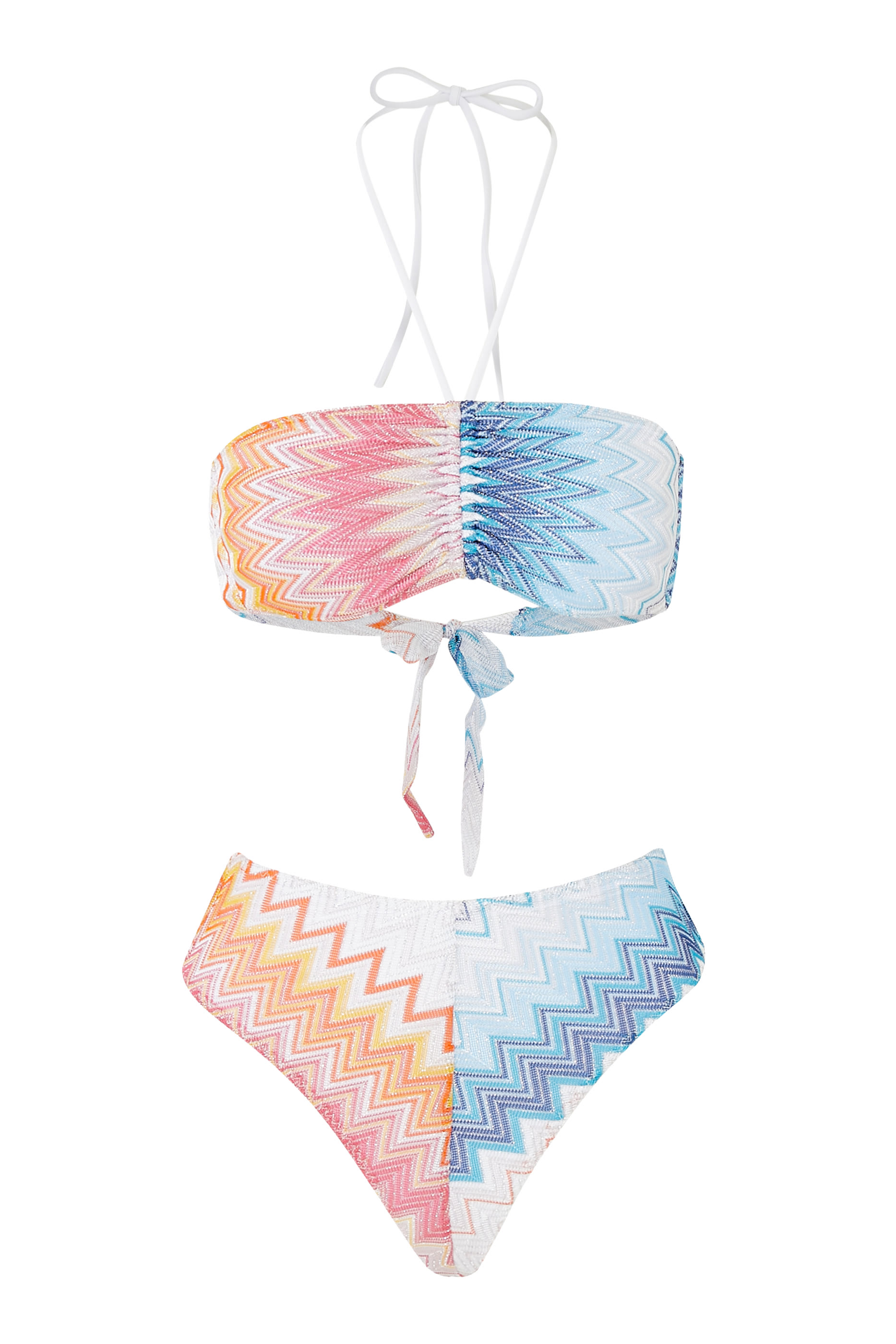 Mare Chevron Raschel Lurex Bandeau Bikini Set