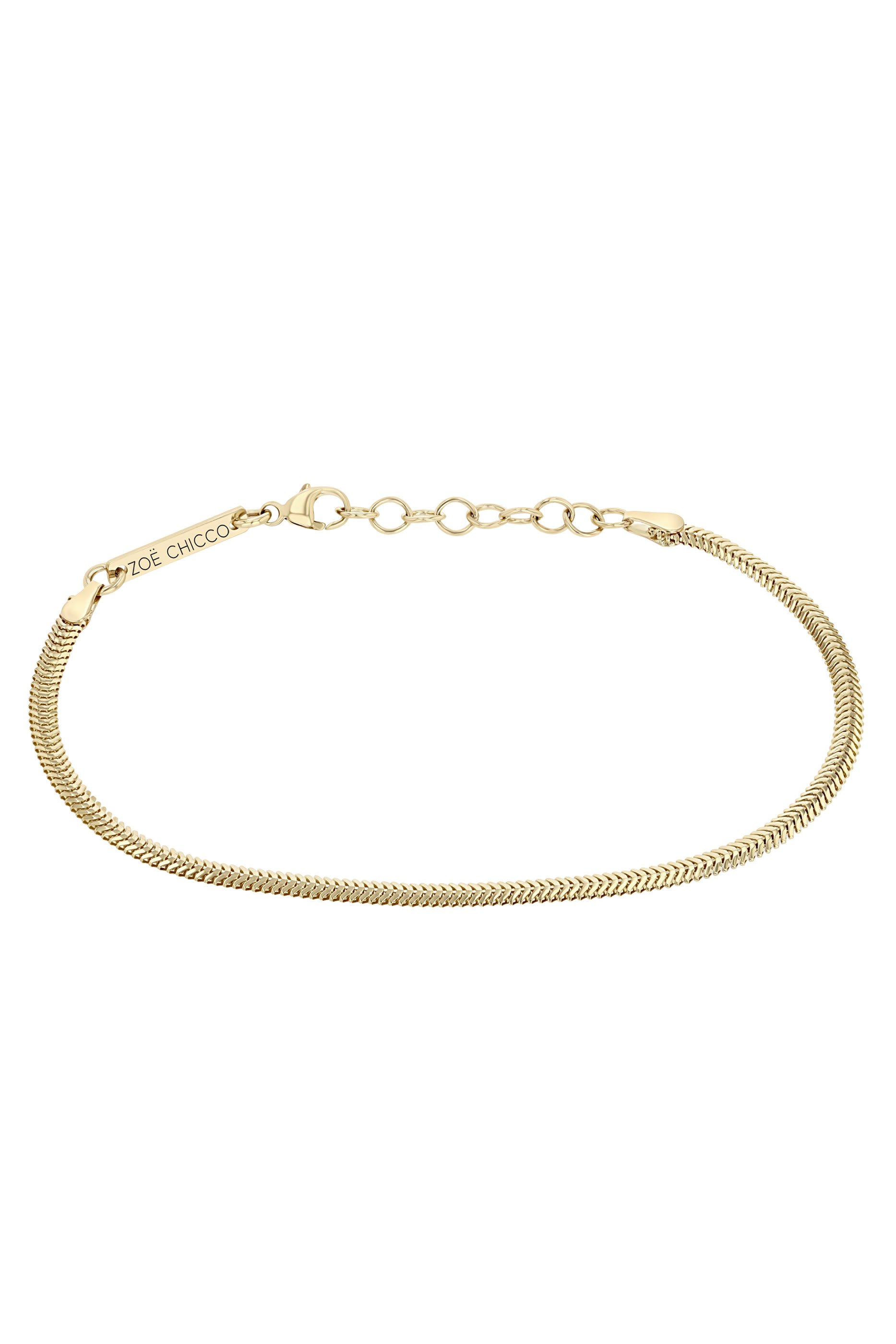 Small Snake Chain Bracelet, 14K Gold