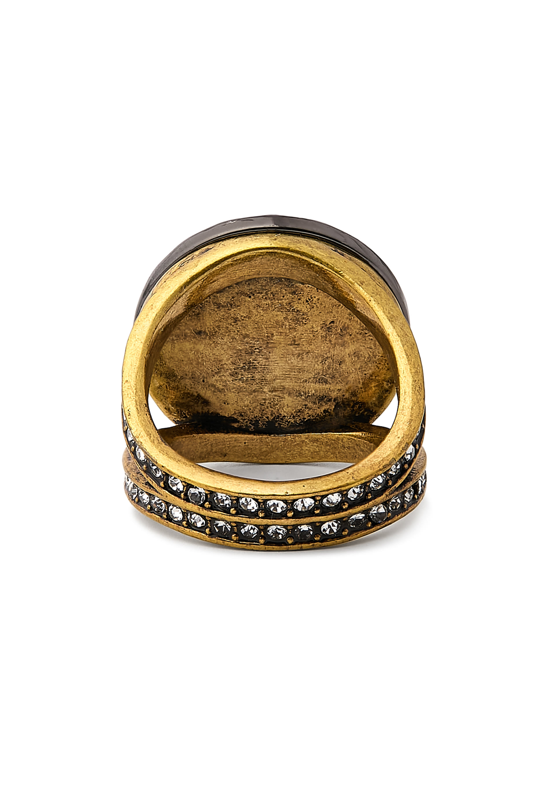 Small Octavia Ring, Brass & Glass, Cubic Zirconia