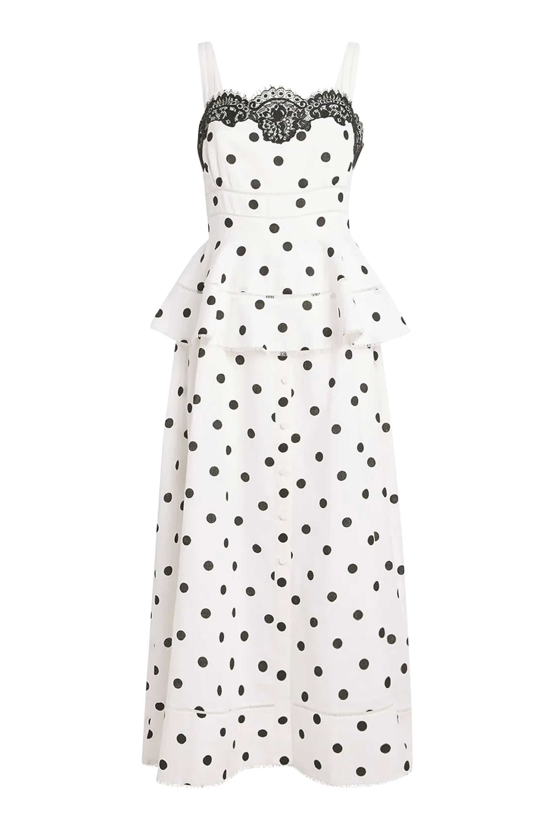  Polka Dot Linen Midi Dress 