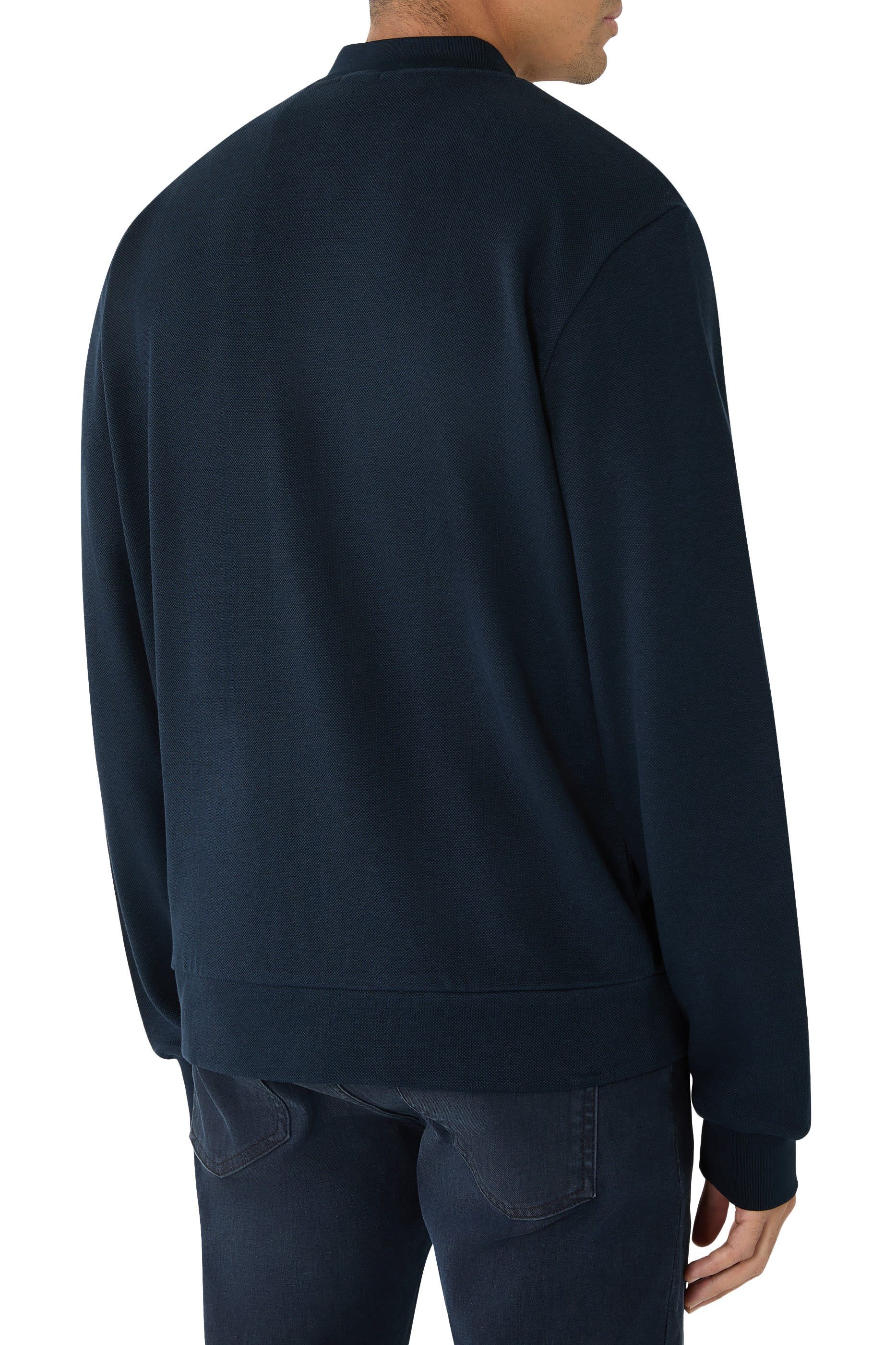 Zip-Up Cotton-Linen Piqué Sweatshirt