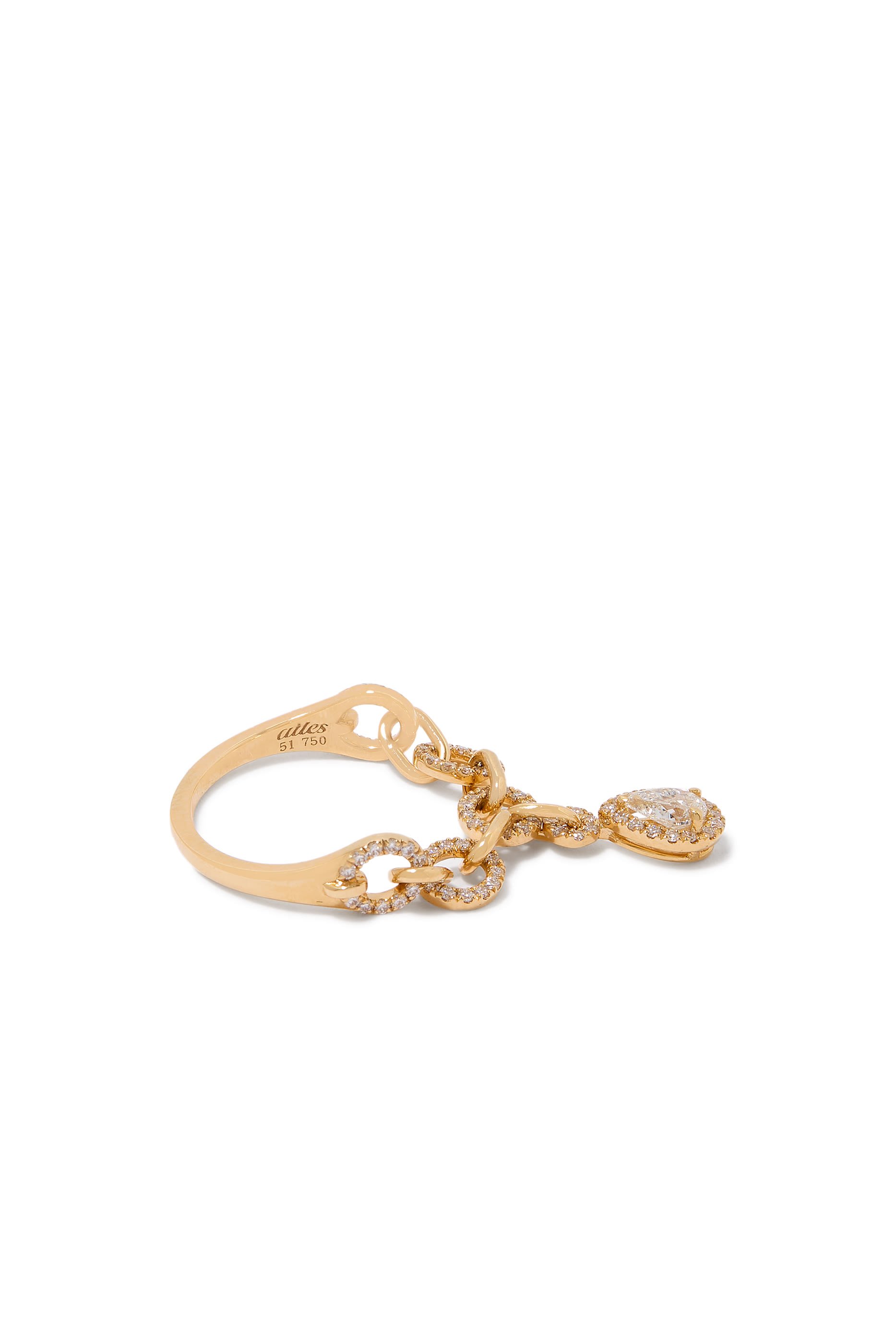 Single-Chain Ring, 18k Yellow Gold & Diamonds