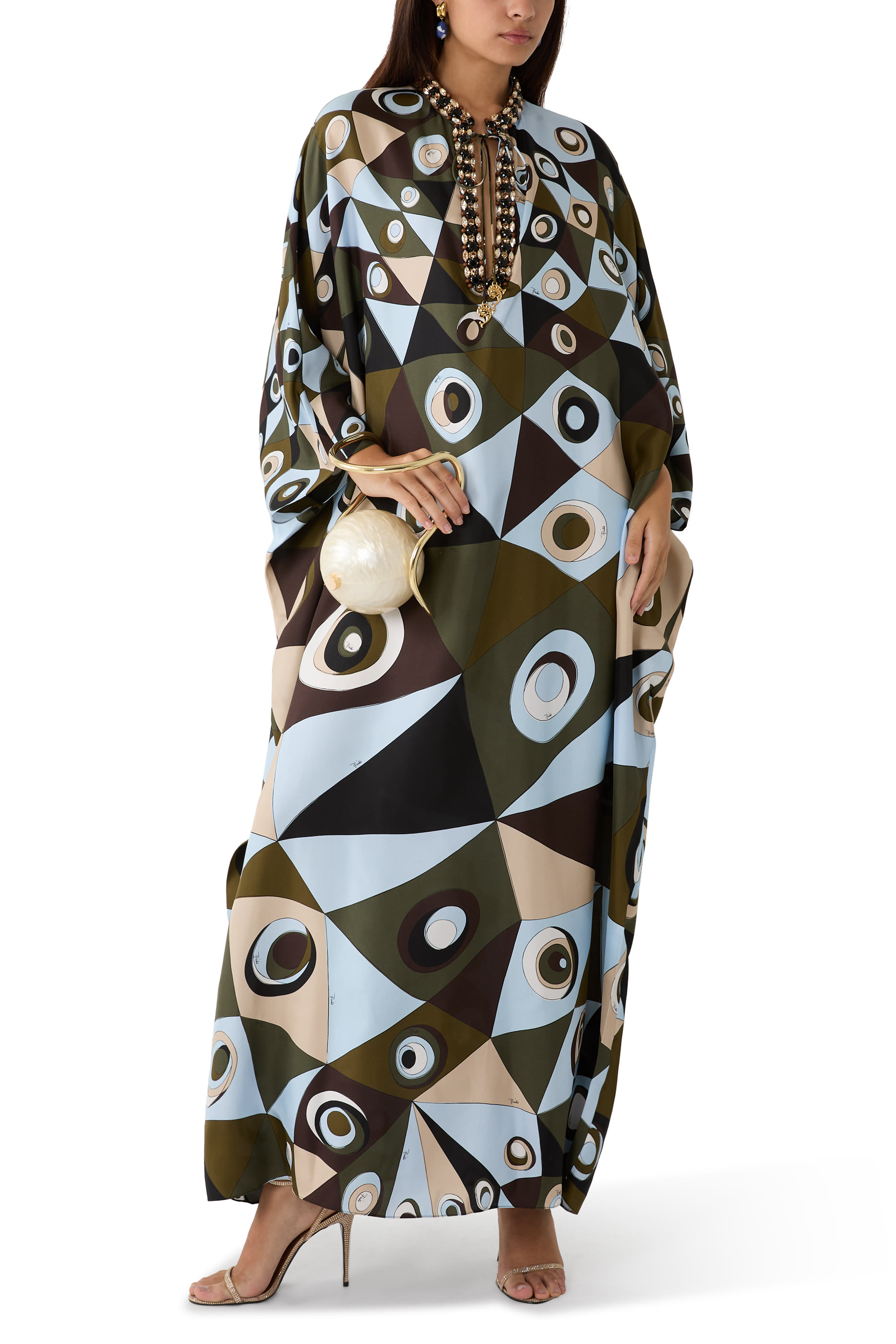 Occhi Print Silk Kaftan