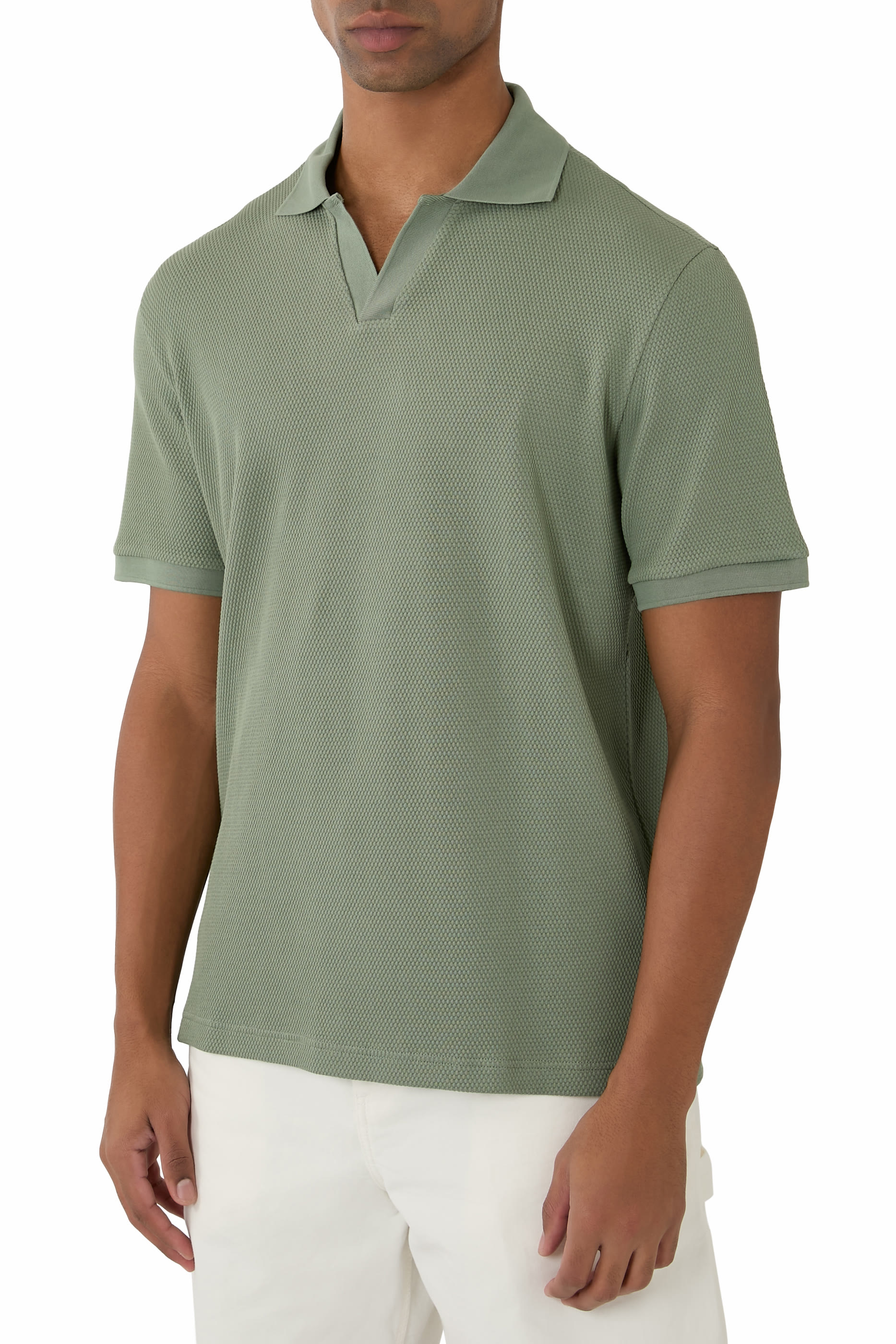 Open Collar Knit Polo Shirt