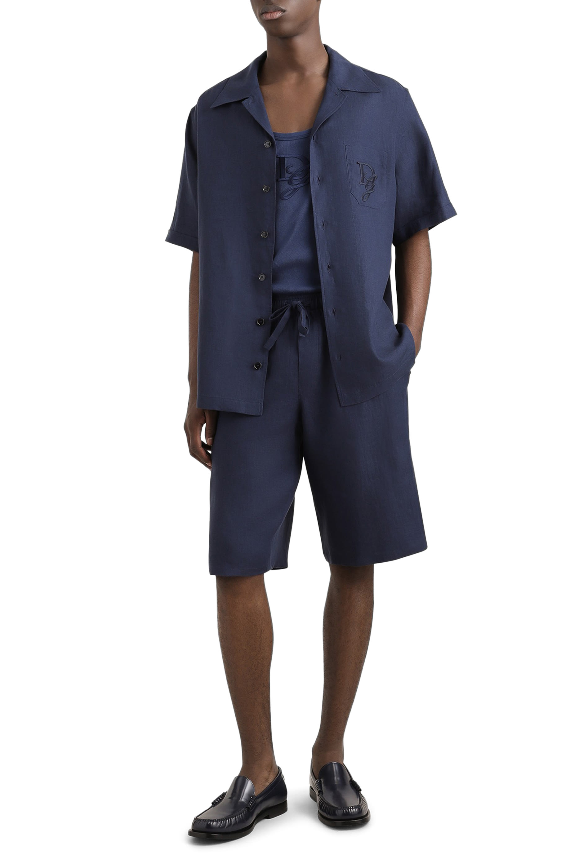 Logo Embroidery Linen Shirt