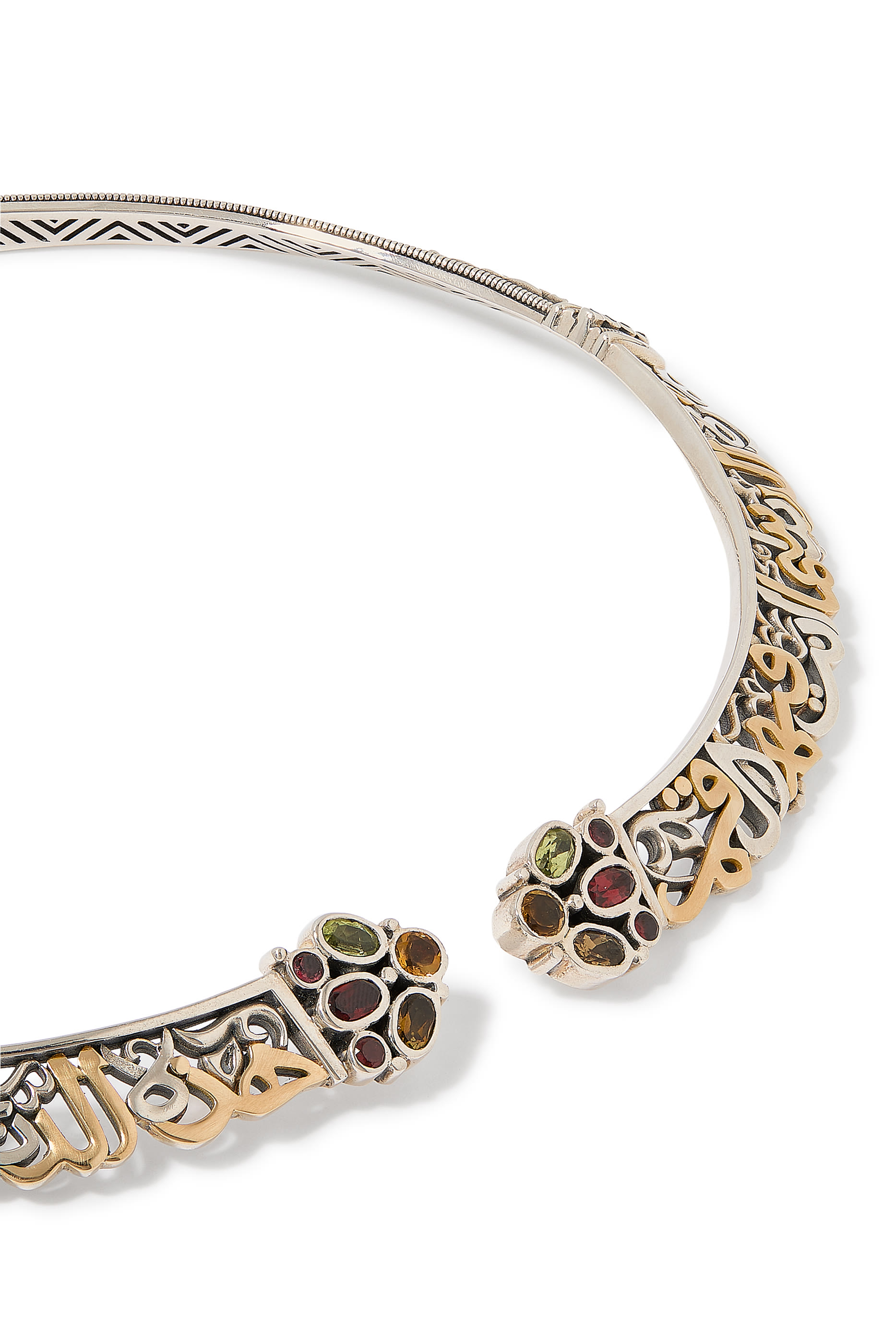 Poetry Floral Choker, 18k Yellow Gold, Sterling Silver & Garnet, Aquamarine, Tourmaline
