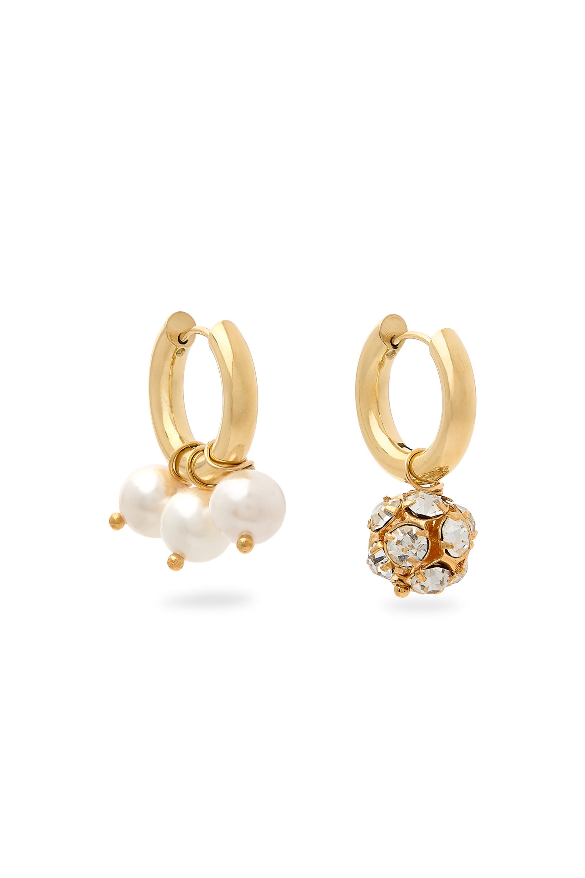  Strass and Pearl Hoop Earrings