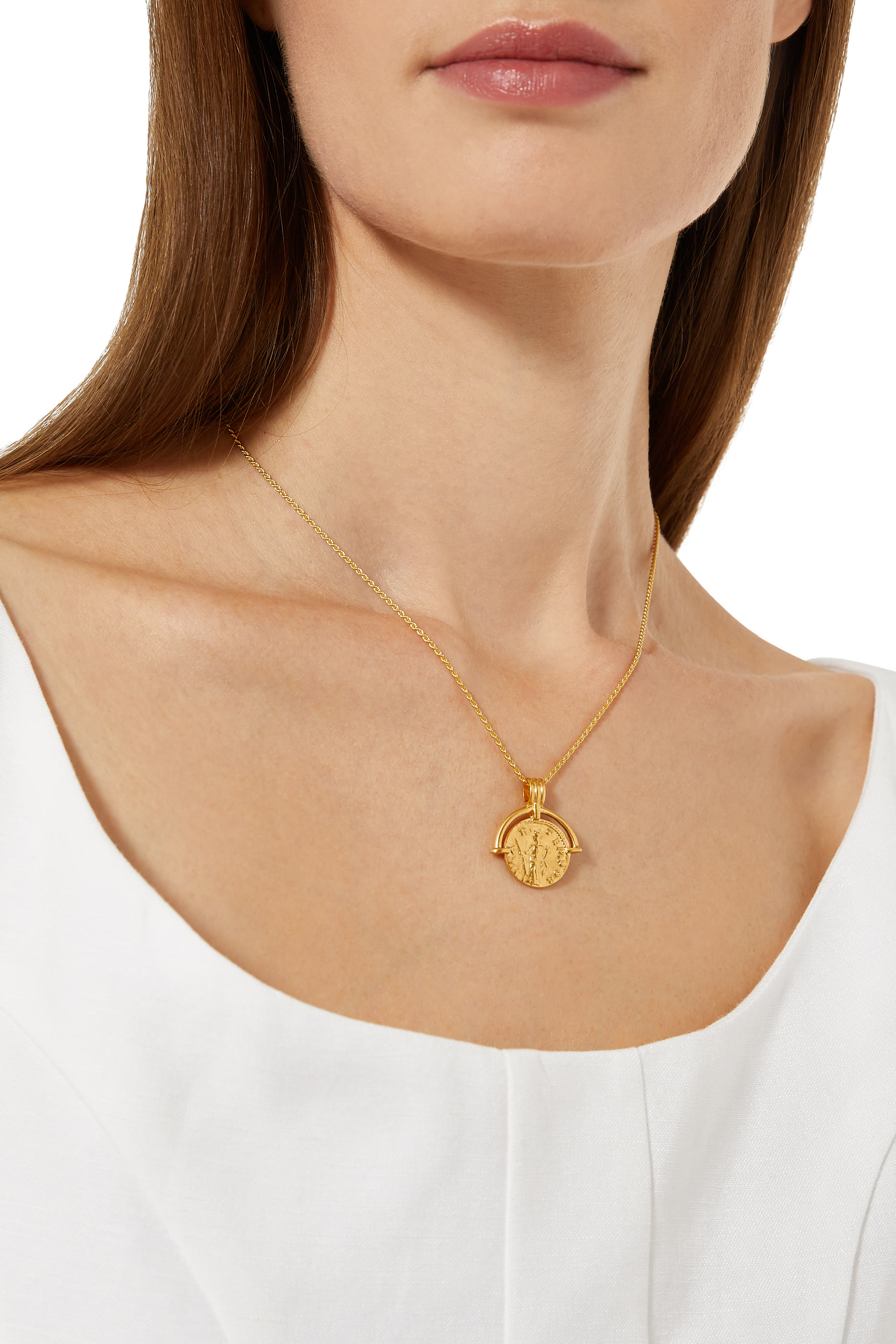 Lucy Williams Medium Engravable Roman Arc Coin Necklace