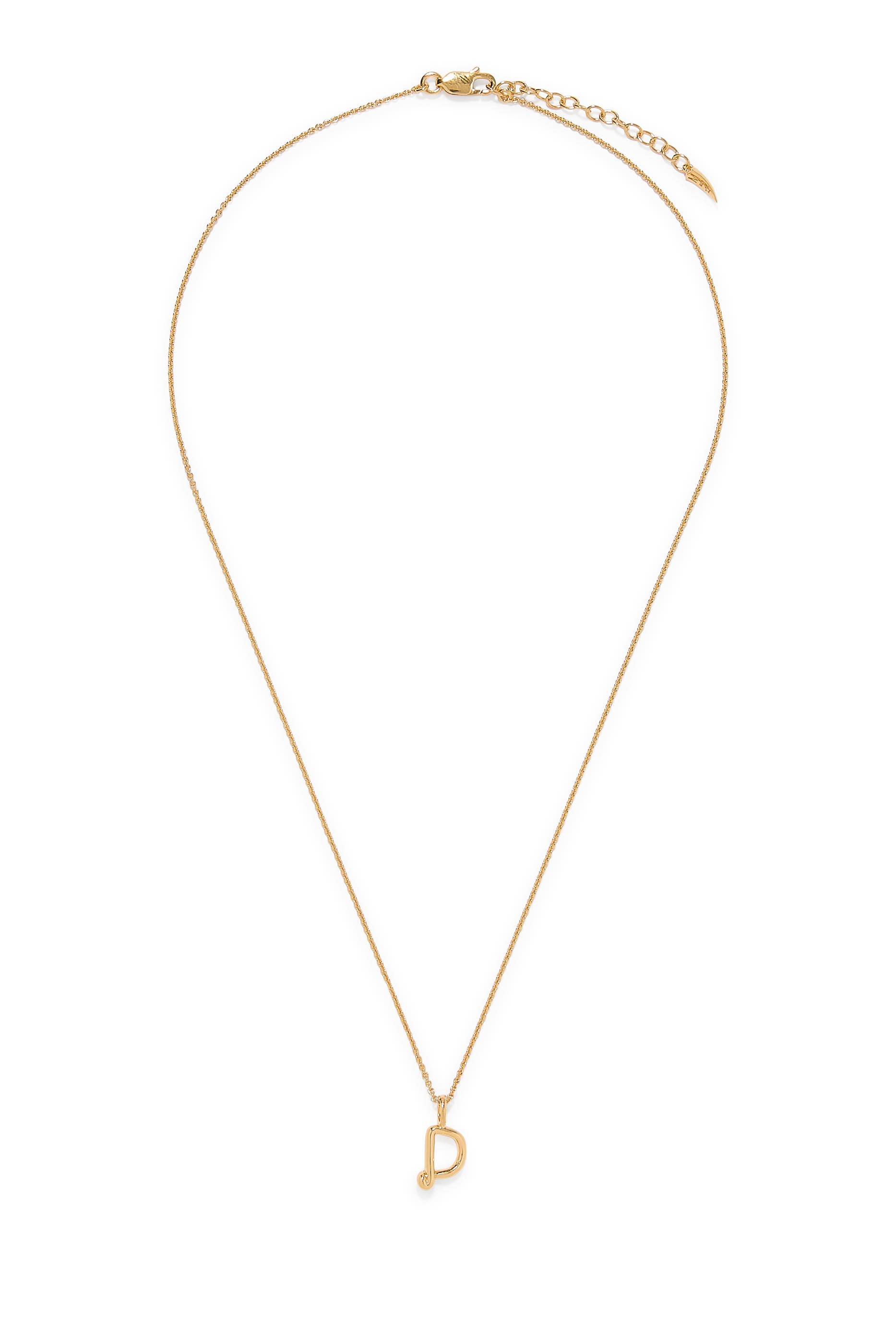 Curly Molten Mini Initial Necklace - D, 18k Recycled Gold Vermeil on Recycled Sterling Silver