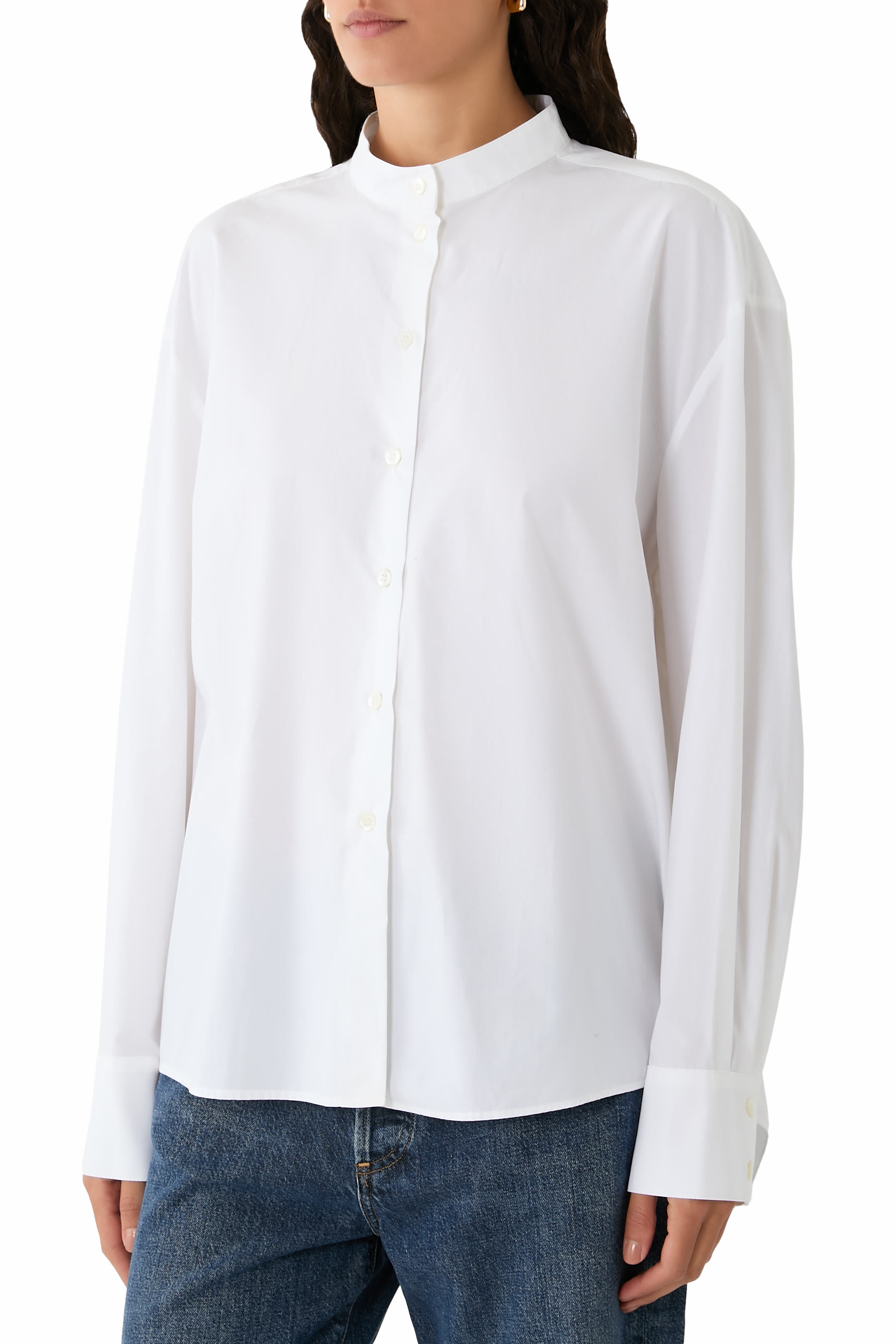 Collarless Long Sleeve Shirt