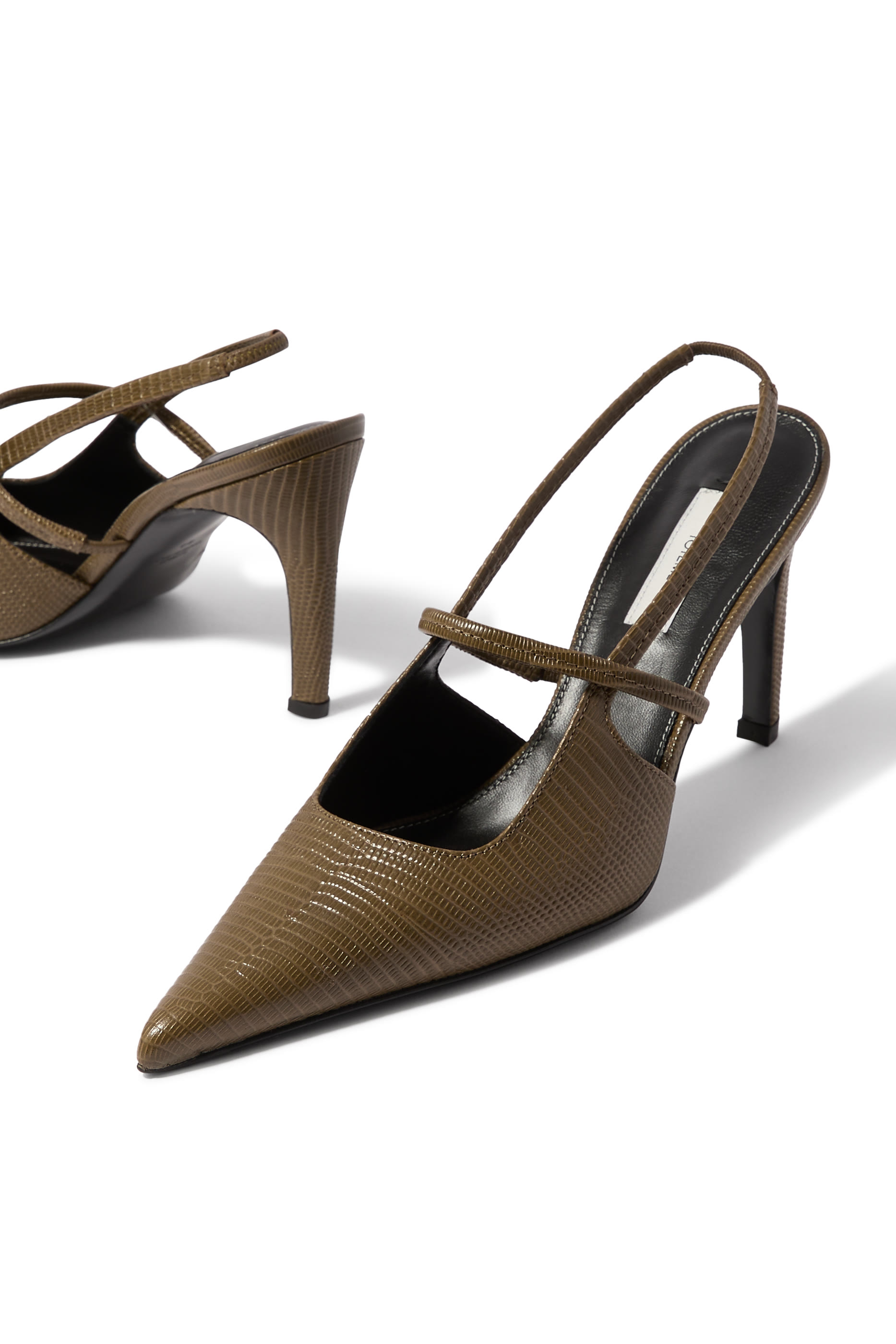 Lizard-Embossed 85 Stiletto Slingback Pumps