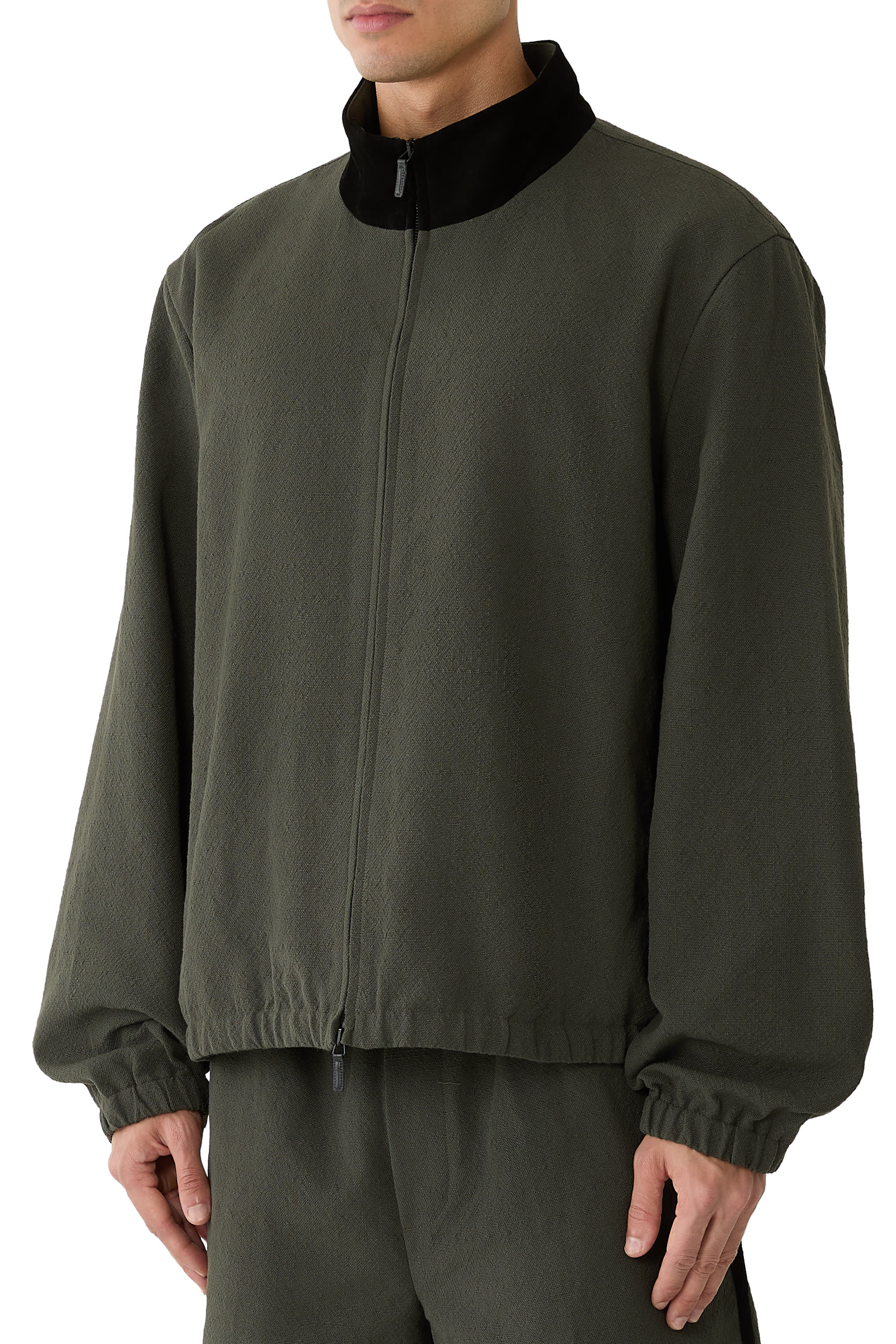  Suede Trimmed Track Jacket