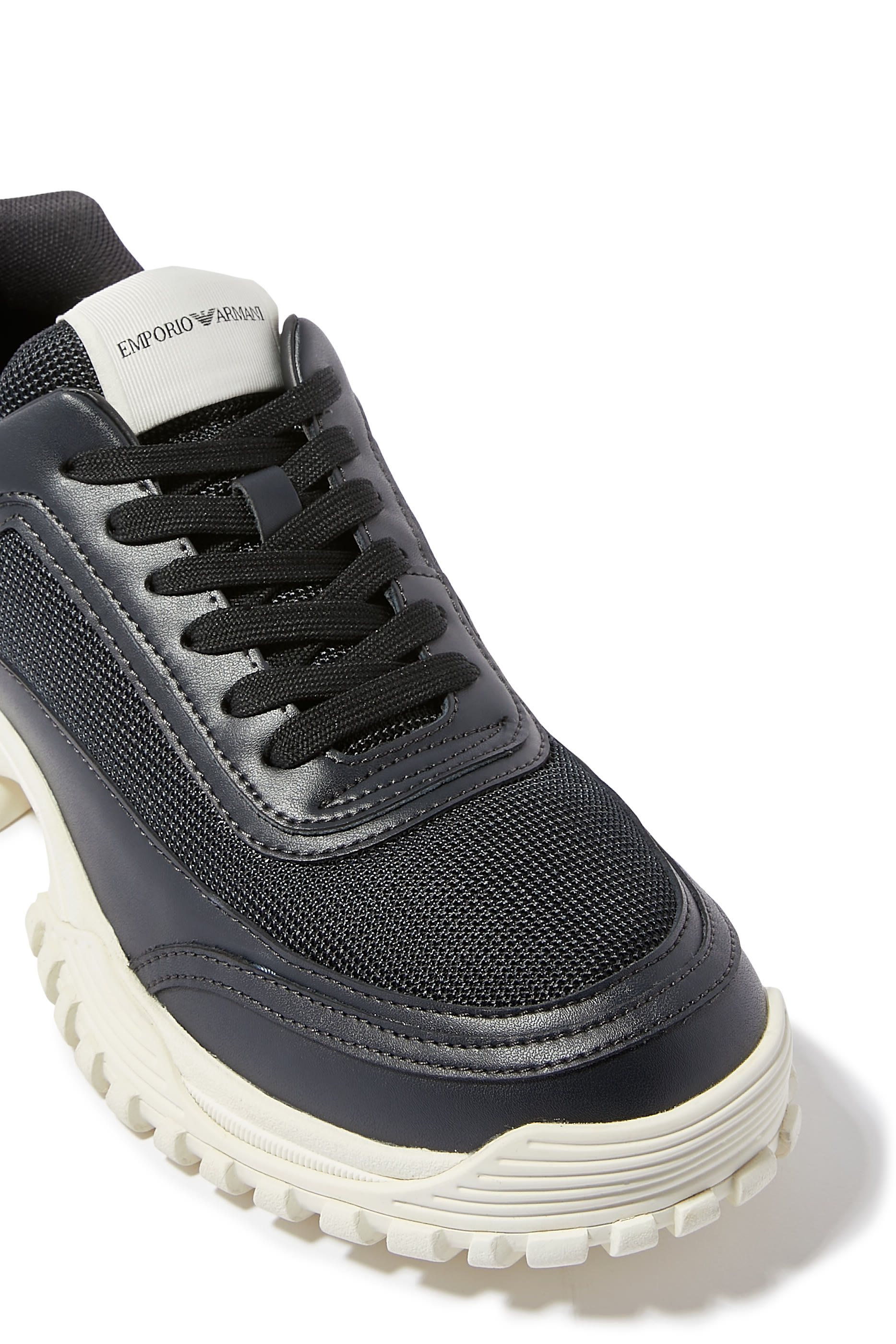 Chunky Leather & Mesh Sneakers