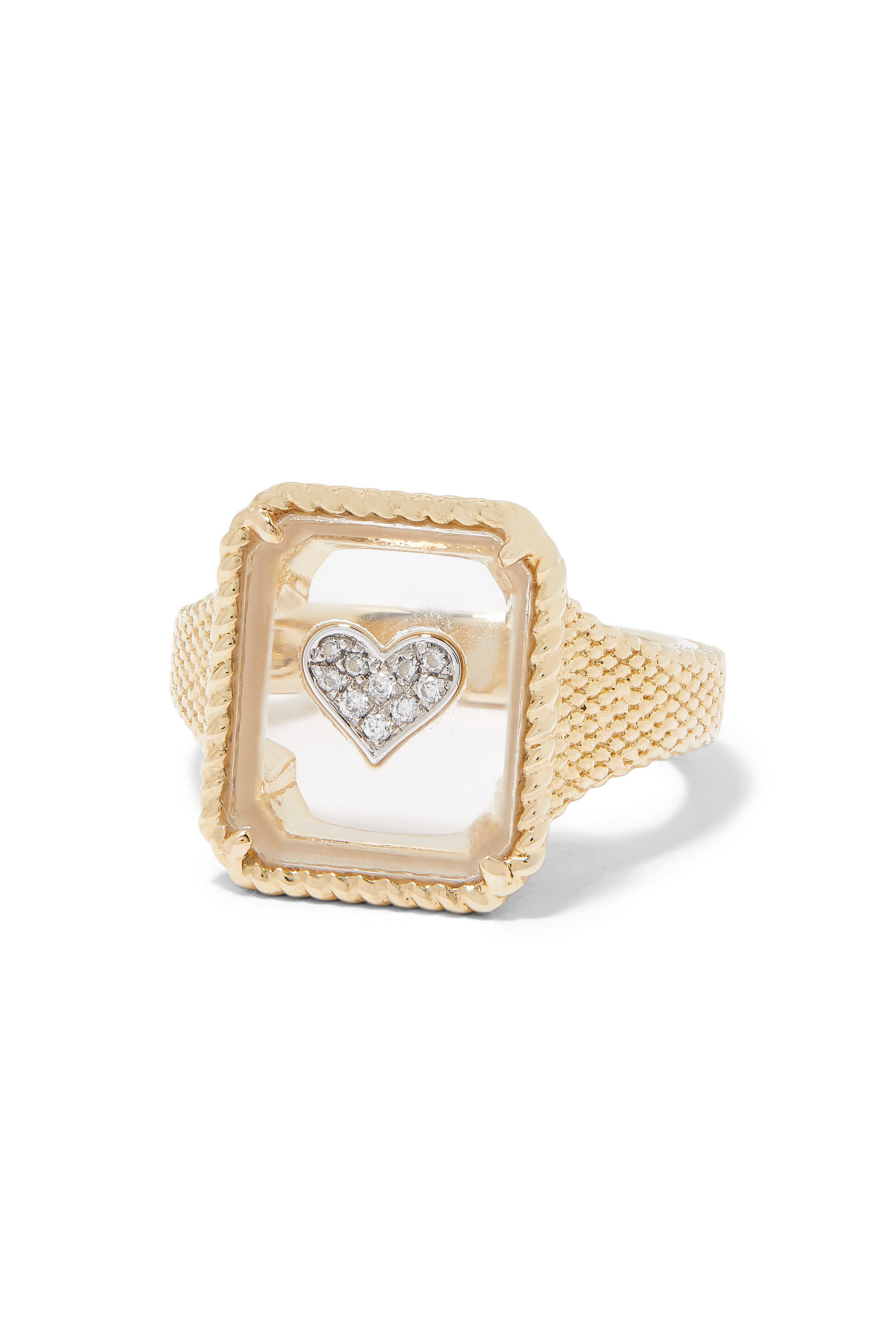Heart Ring, 14k Yellow Gold & Diamonds