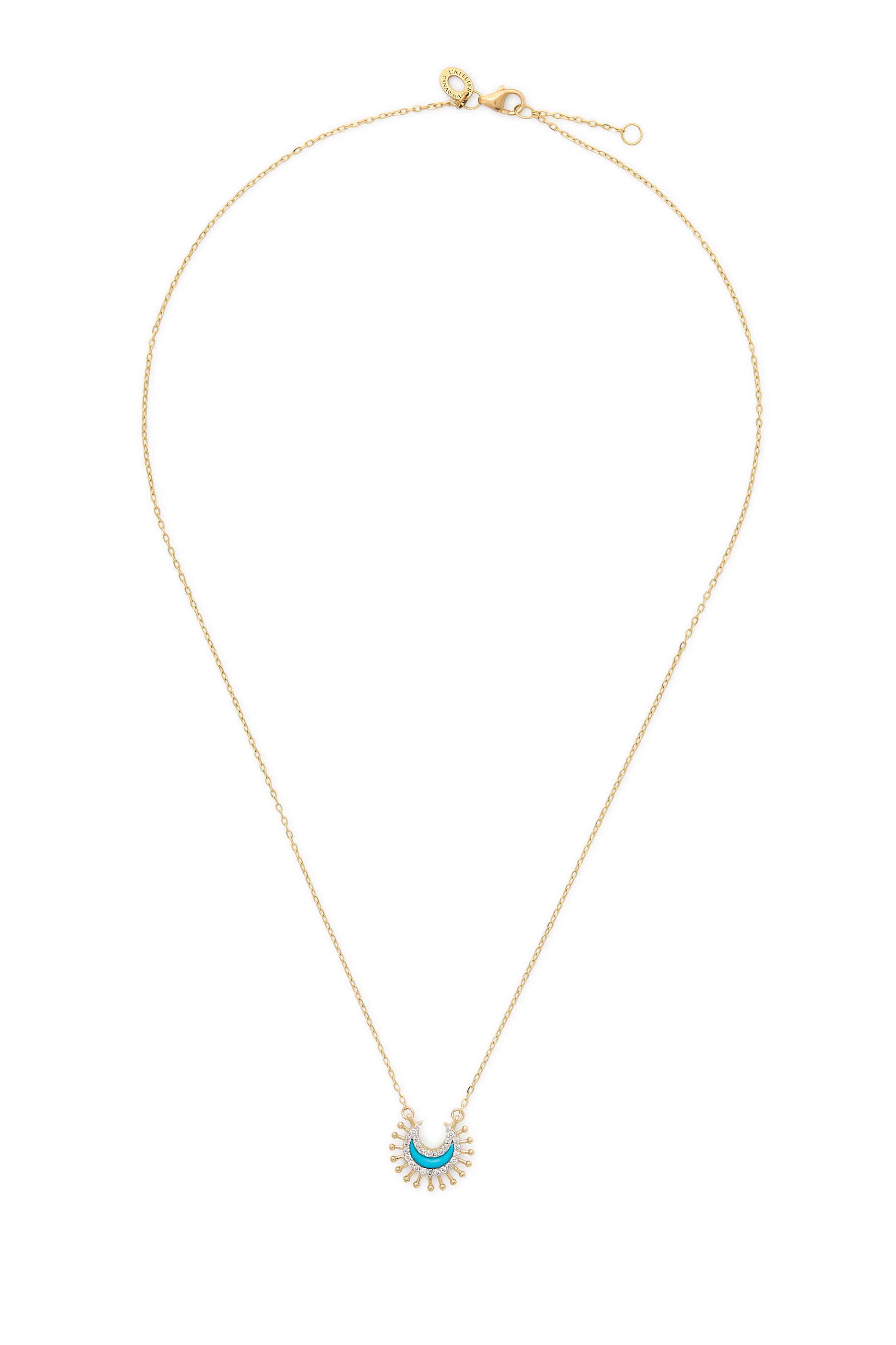 With Luck Necklace, 18K Yellow Gold with Turquoise & Diamonds