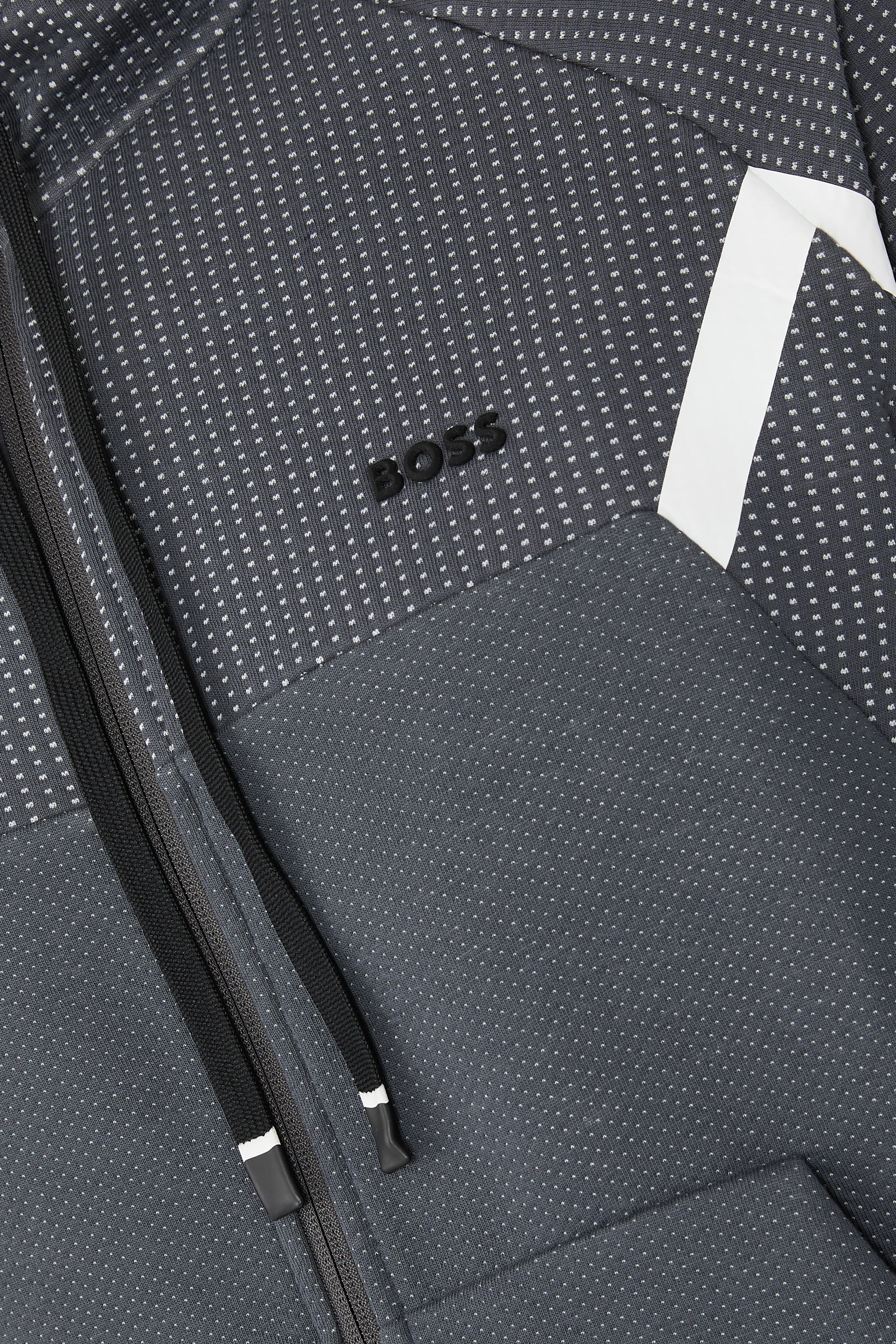 Quilted Jacquard Regular-Fit Zip-Up Hoodie