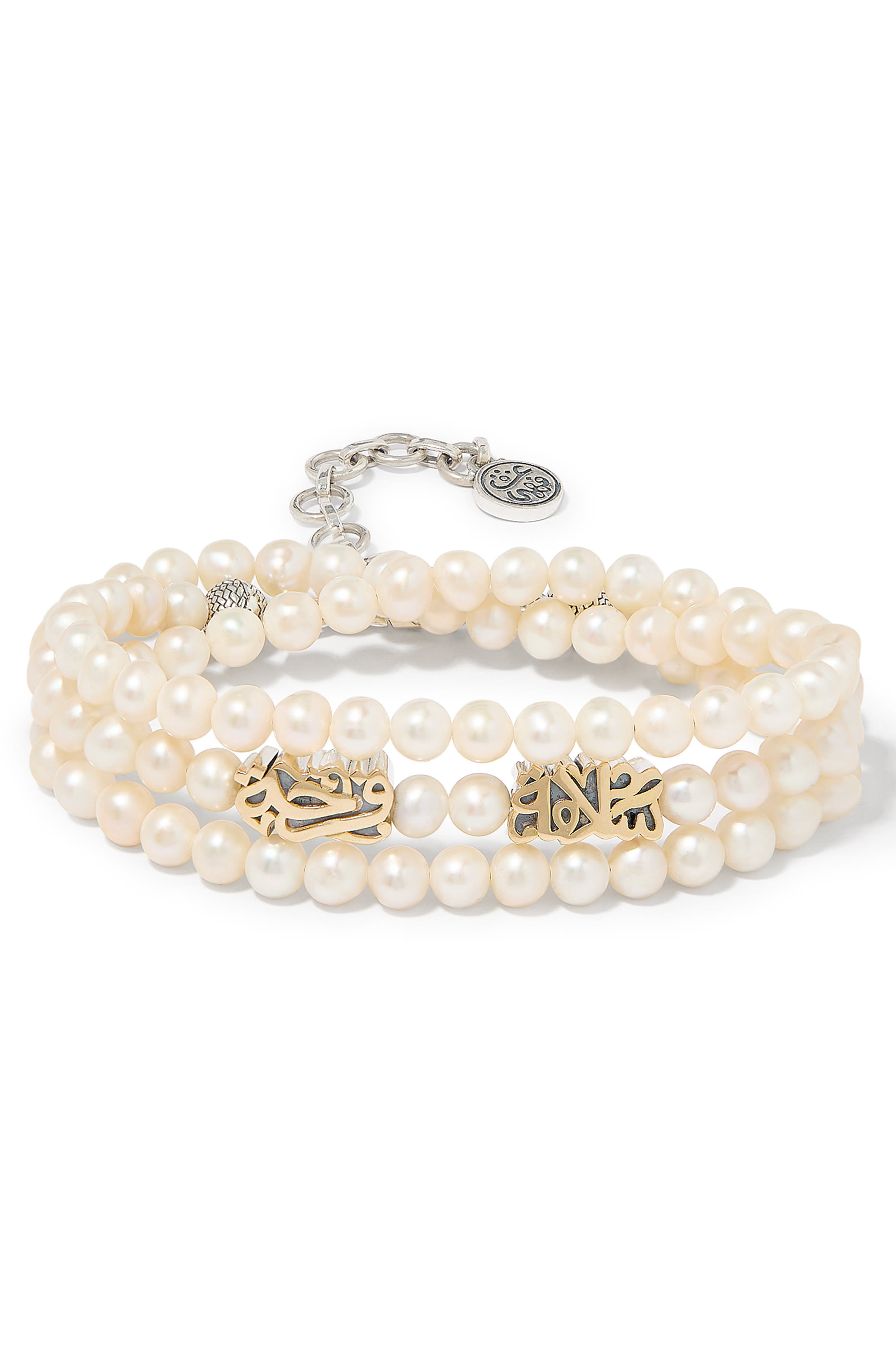 Nur Happiness Wrap-Around Bracelet, 18k Gold with Sterling Silver & Pearls