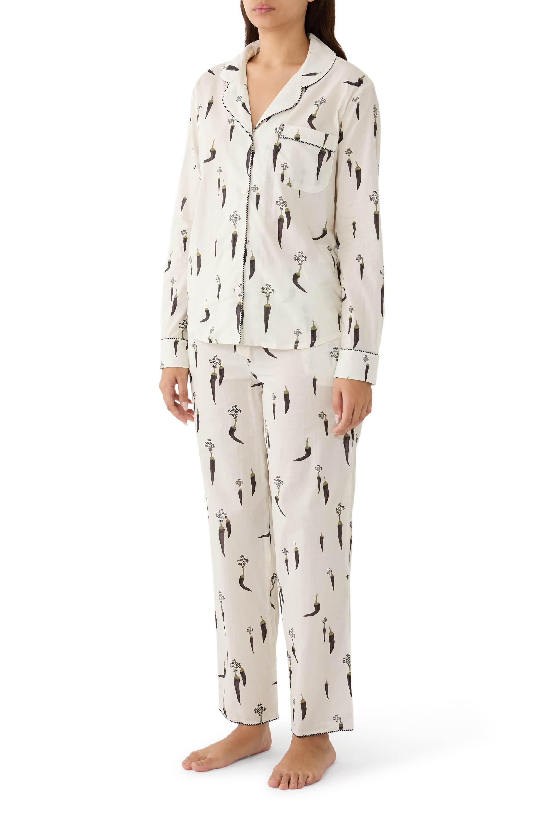 Elephant-Print Long Pajama Set